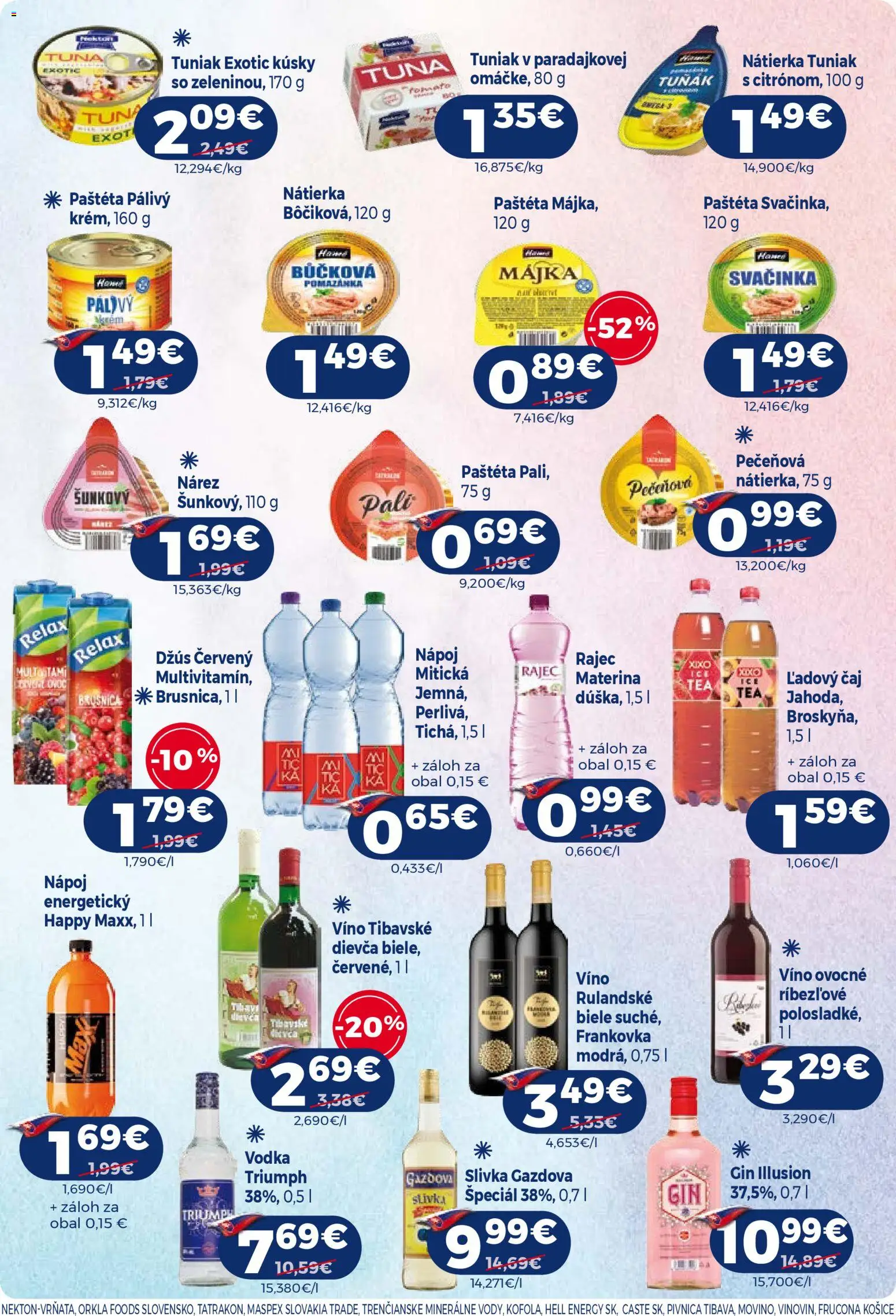 Nové Milk Agro akcie – leták je platný od 29.04.2026 | Strana: 14 | Produkty: Tuniak, Džús, Čaj, Mitická