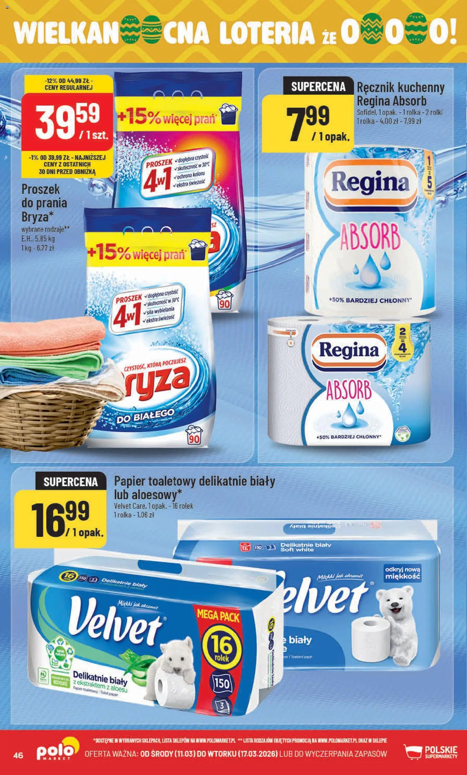 POLOmarket gazetka od 11.03.2026 | Strona: 46 | Produkty: Papier toaletowy, Rolki