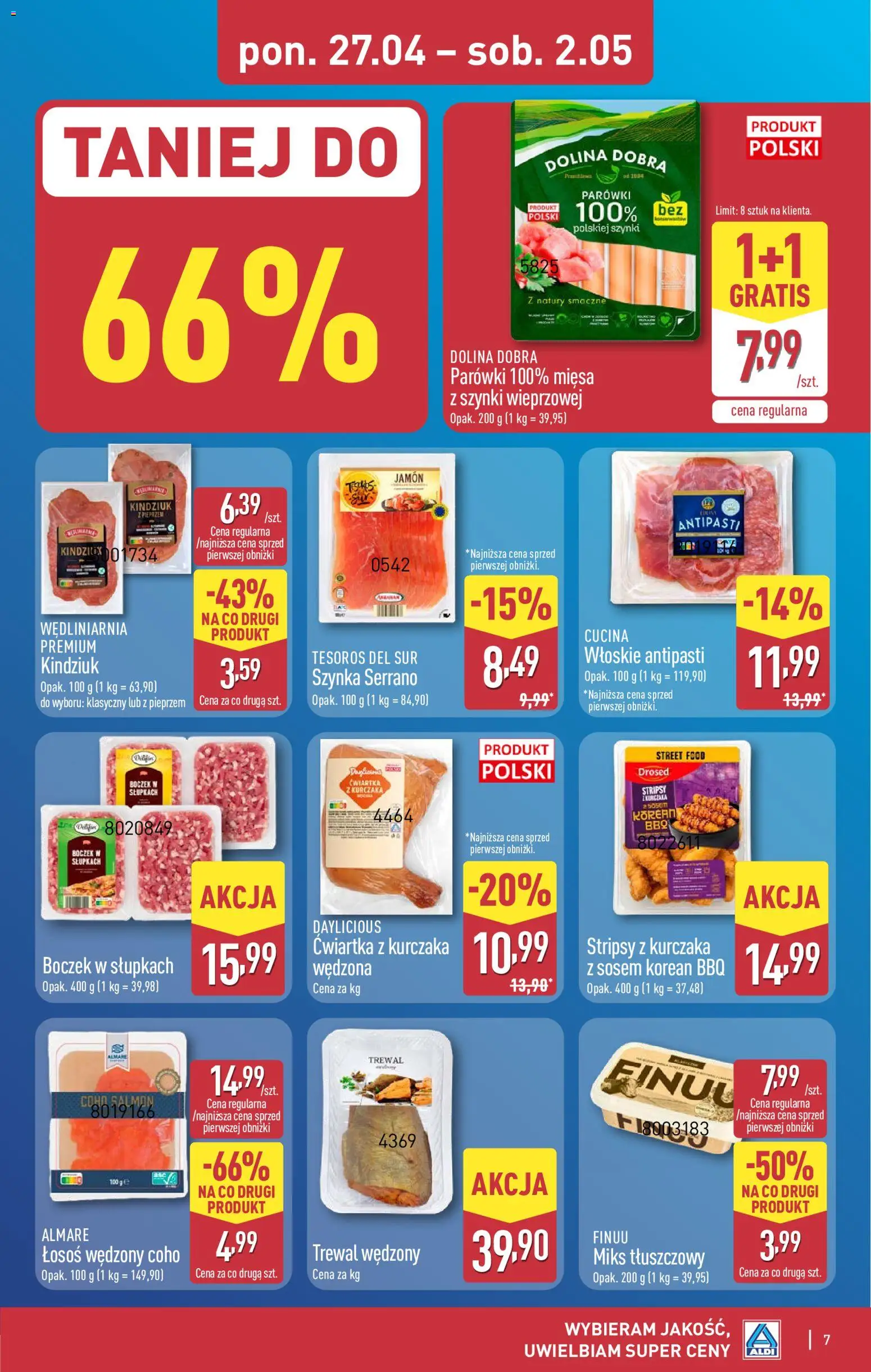 Aldi Polsko leták od 27.04.2026 | Strana: 7 | Produkty: Jamon, Losos