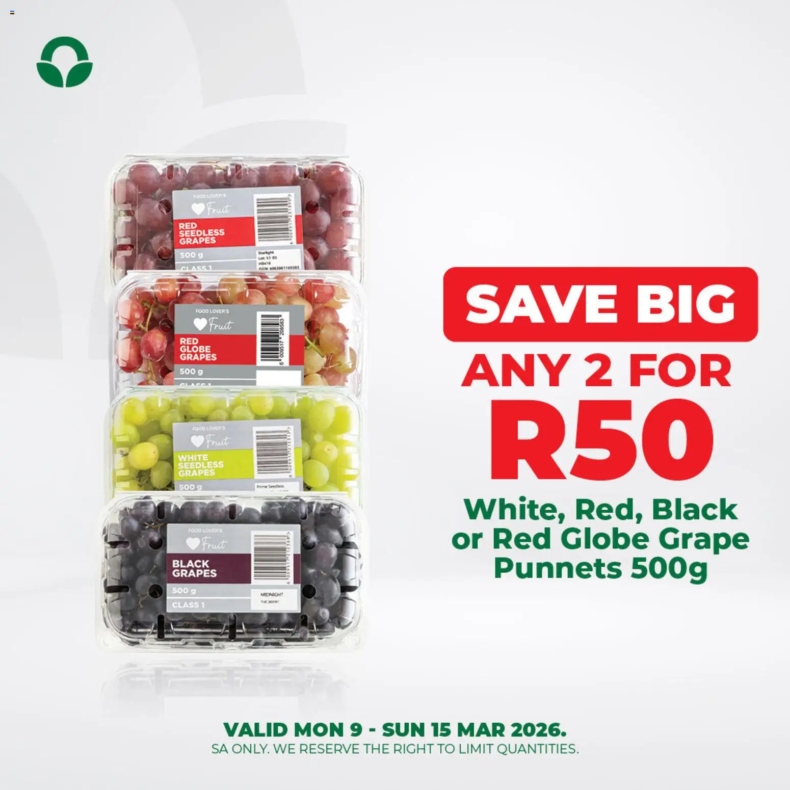 New Food Lover's Market catalogue – valid from 09.03.2026 | Page: 3 | Products: Globe, Fruit, Grapes