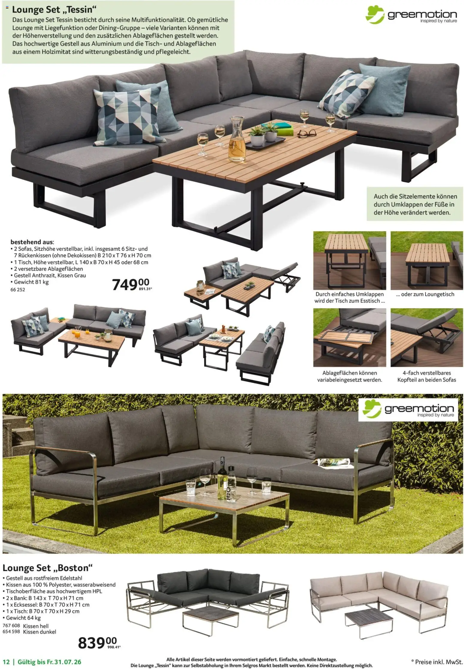 Selgros Garten Exklusiv – gültig ab 19.03.2026 | Seite: 12 | Produkte: Gewicht, Esstisch, Kissen, Tisch