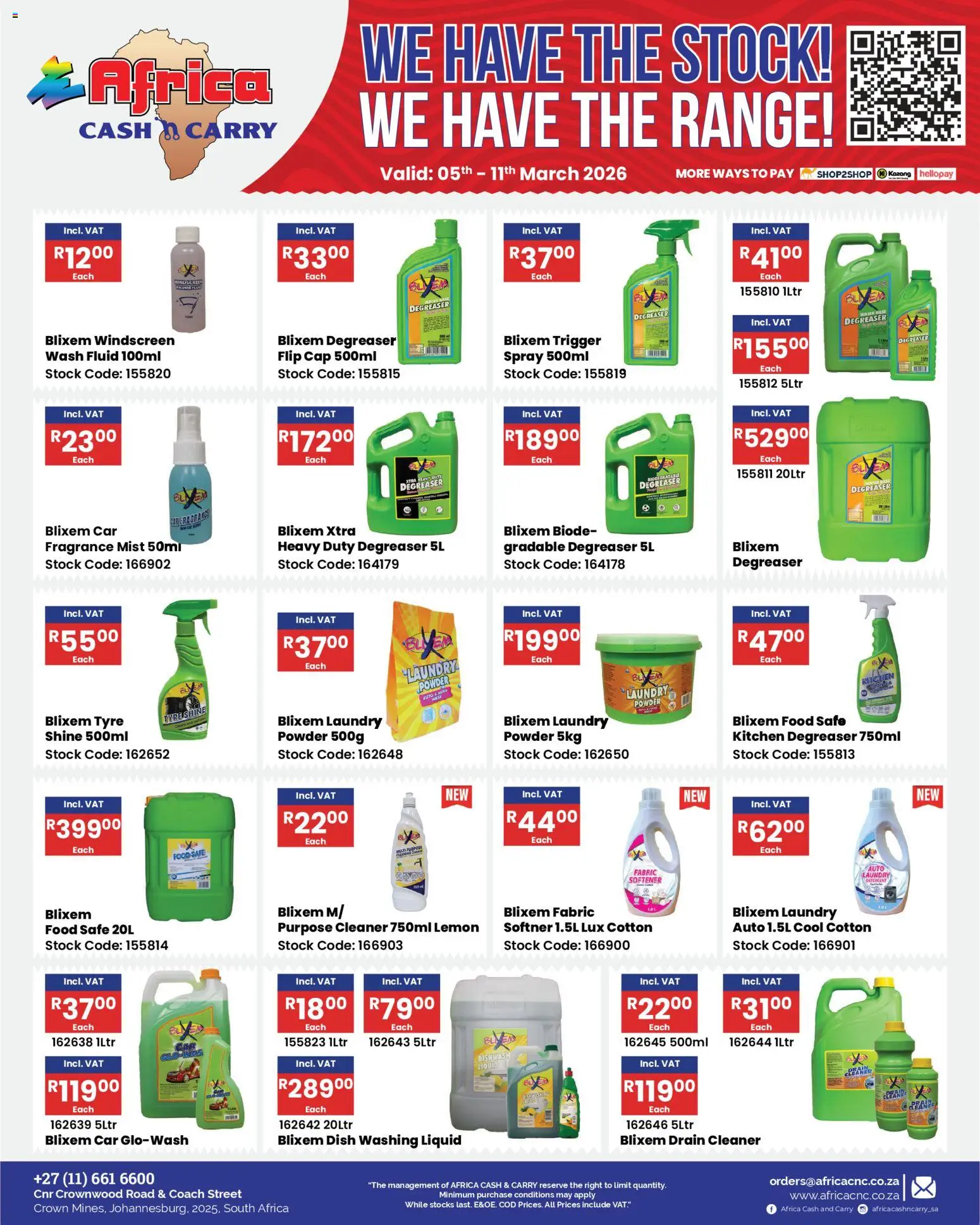 New Africa Cash & Carry catalogue – valid from 05.03.2026 | Page: 44 | Products: Cap, Softner, Powder, Degreaser