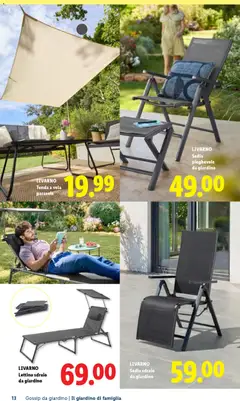 Anteprima del volantino LIVARNO Sedia pieghevole da giardino, Folding garden chair. valido a partire dal 23.04.2026 | Pagina: 13 | Prodotti: Sedia sdraio, Tenda, Sdraio, Lettino