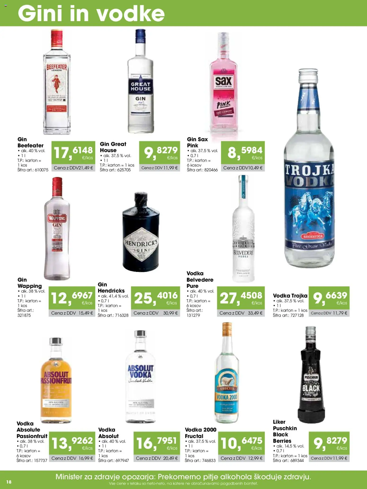 Novi Tuš katalog ponudbe – veljaven od 07.03.2026 | Stran: 18 | Izdelki: Kos, Gin, Vodka