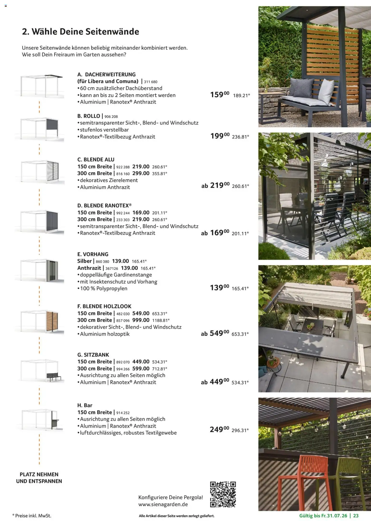 Selgros Garten Exklusiv – gültig ab 19.03.2026 | Seite: 23 | Produkte: Sitzbank, Vorhang
