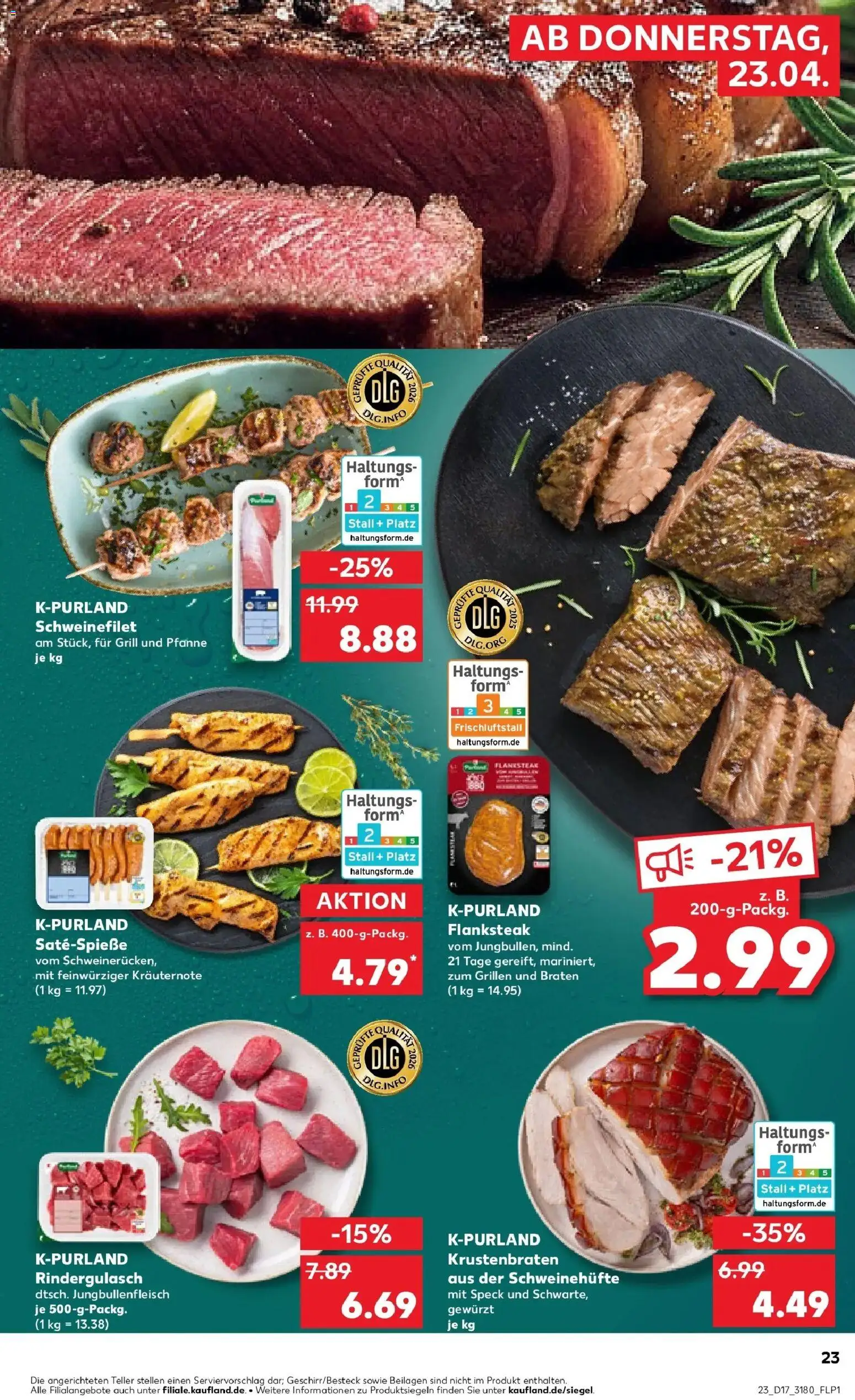 Kaufland Prospekt Bautzen	 – gültig ab 23.04.2026 | Seite: 23 | Produkte: Rindergulasch, Krustenbraten, Schweinefilet, Schweinerucken