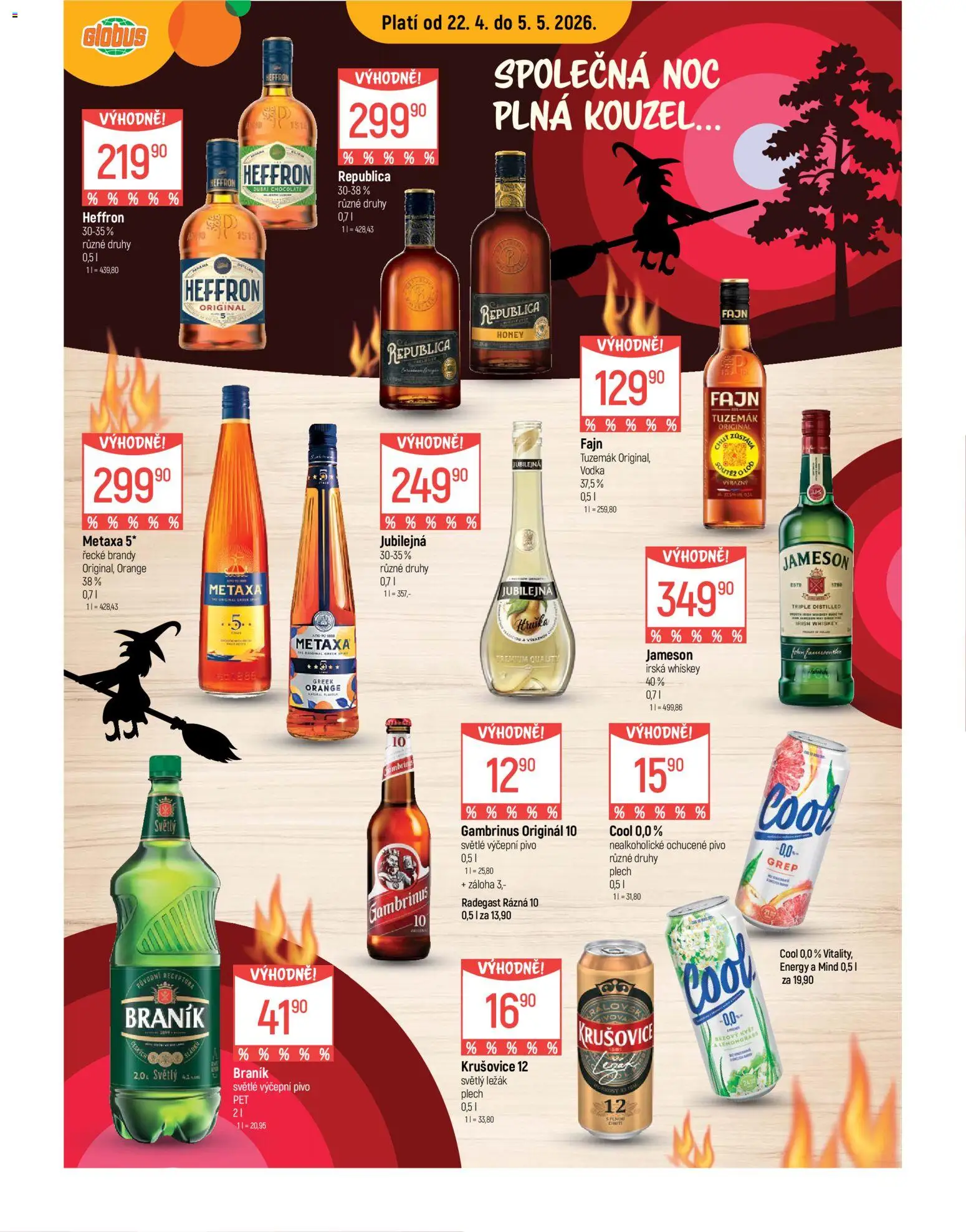 Globus leták - Plzeň od 22.04.2026 | Strana: 3 | Produkty: Whiskey, Pivo, Radegast, Krušovice