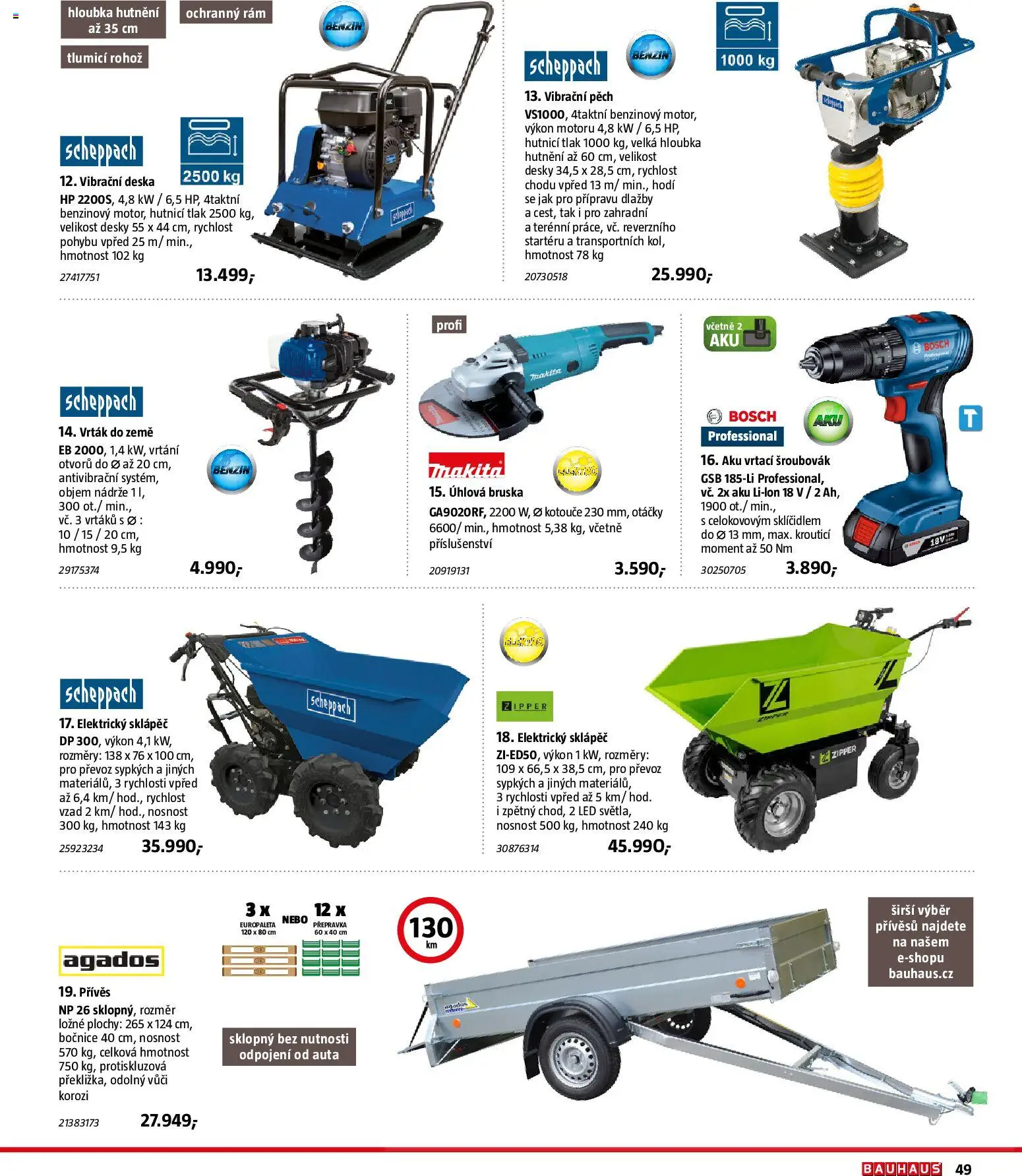 Bauhaus katalog Ploty a zahradní domky od 11.03.2026 | Strana: 49 | Produkty: Přepravka, Elektro, Desky, Úhlová bruska