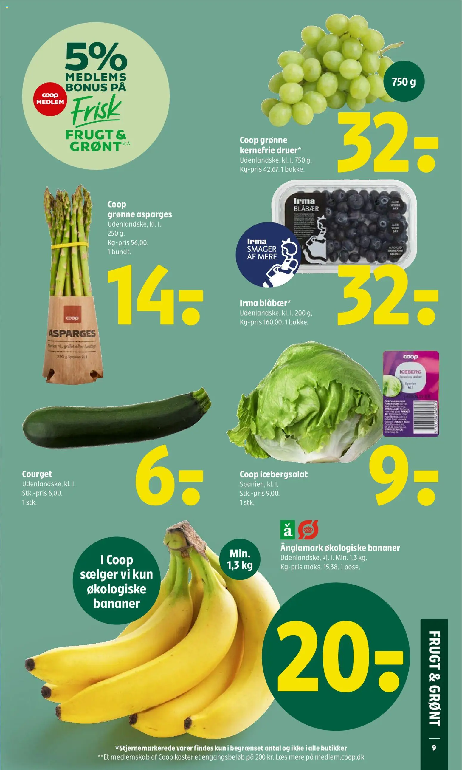 Coop 365 tilbudsavis – gyldig fra 30.04.2026 | Side: 11 | Produkter: Blåbær, Bananer, Asparges, Icebergsalat