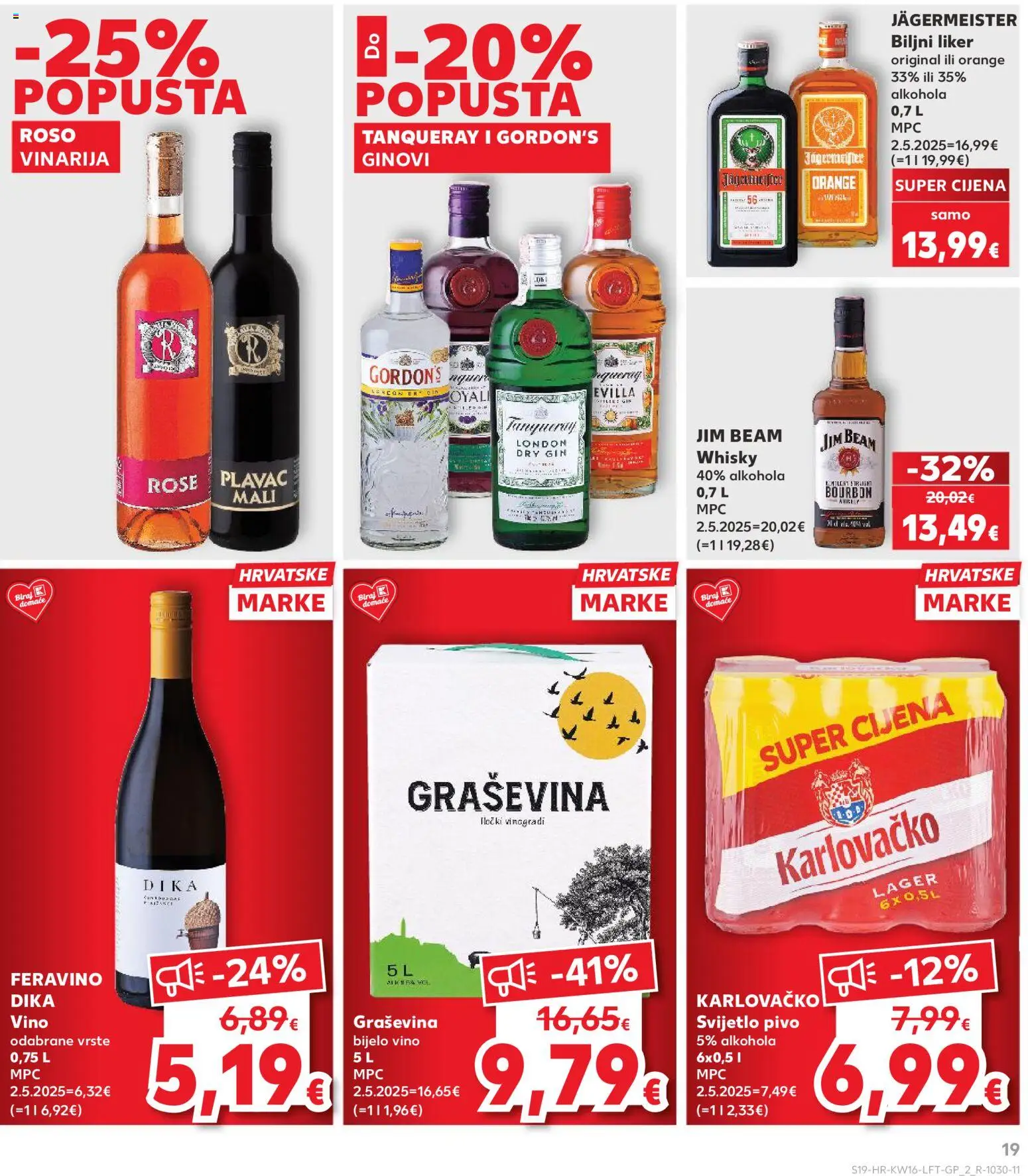 Kaufland katalog | vrijedi od 15.04.2026 | Stranica: 19 | Proizvodi: Gin, Karlovačko, Whisky, Liker