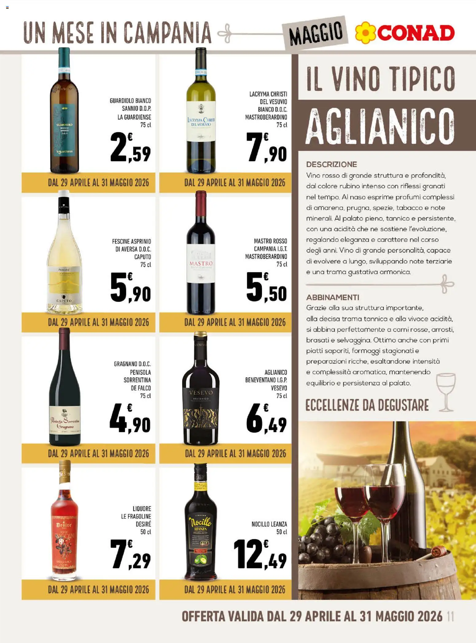 Volantino Conad del 29.04.2026 | Pagina: 11 | Prodotti: Vino, Liquore, Vino rosso