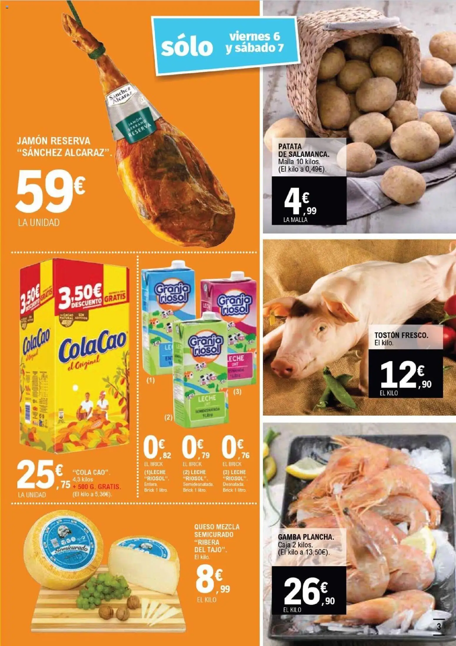 E.Leclerc folleto Salamanca │ válido desde el 04.03.2026 | Página: 3 | Productos: Laminate δάπεδα, Leche, Jamón, Gamba
