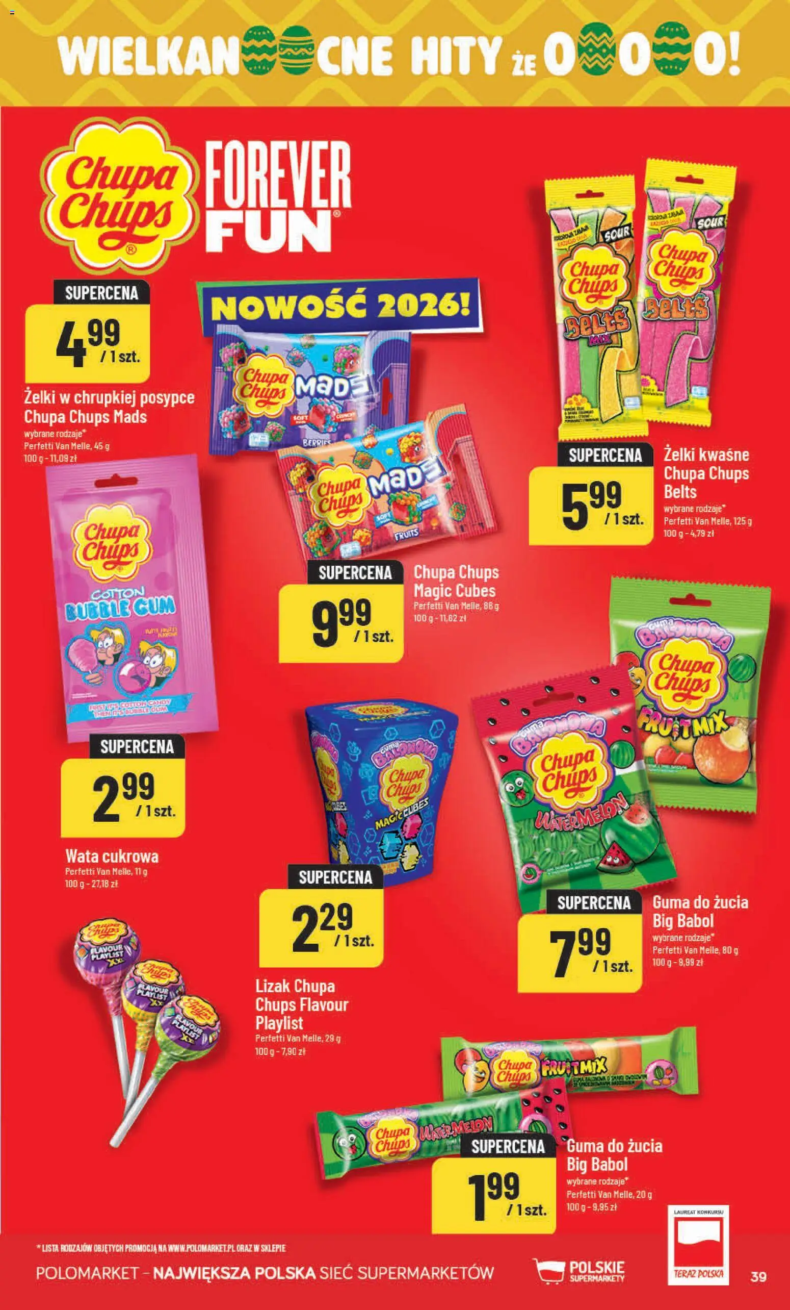 POLOmarket gazetka od 11.03.2026 | Strona: 39 | Produkty: Lizak Chupa Chups, Żelki, Guma do żucia