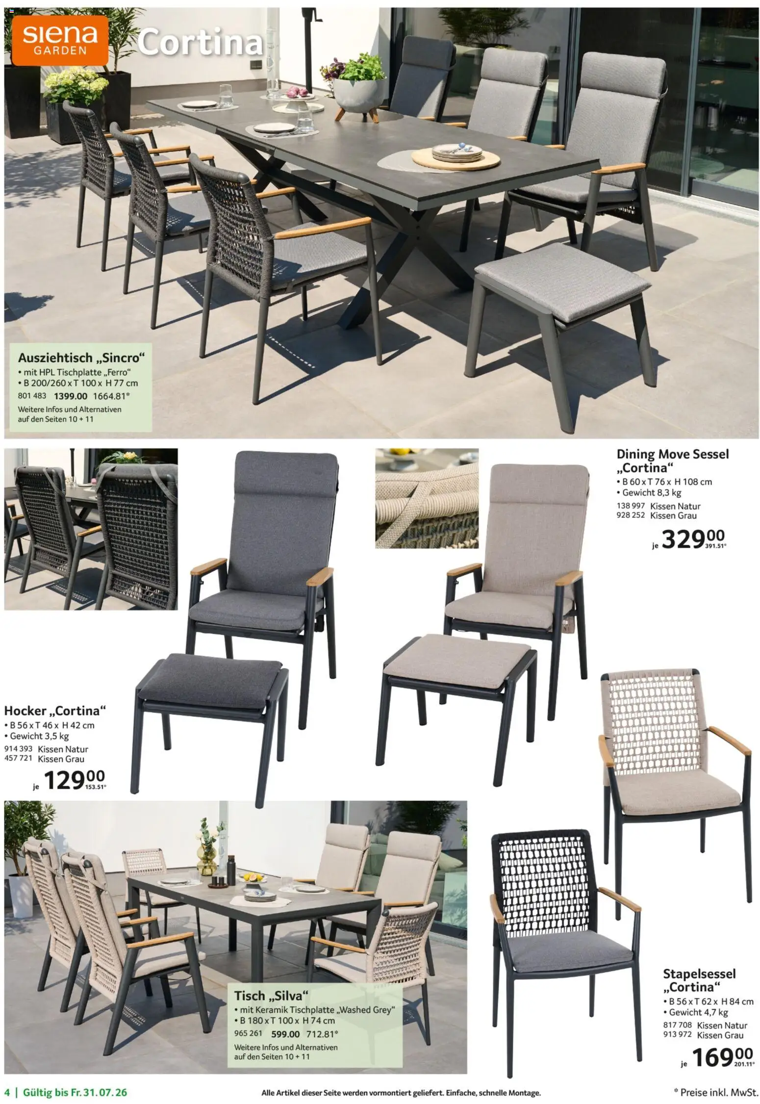 Selgros Garten Exklusiv – gültig ab 19.03.2026 | Seite: 4 | Produkte: Hocker, Kissen, Sessel, Tisch