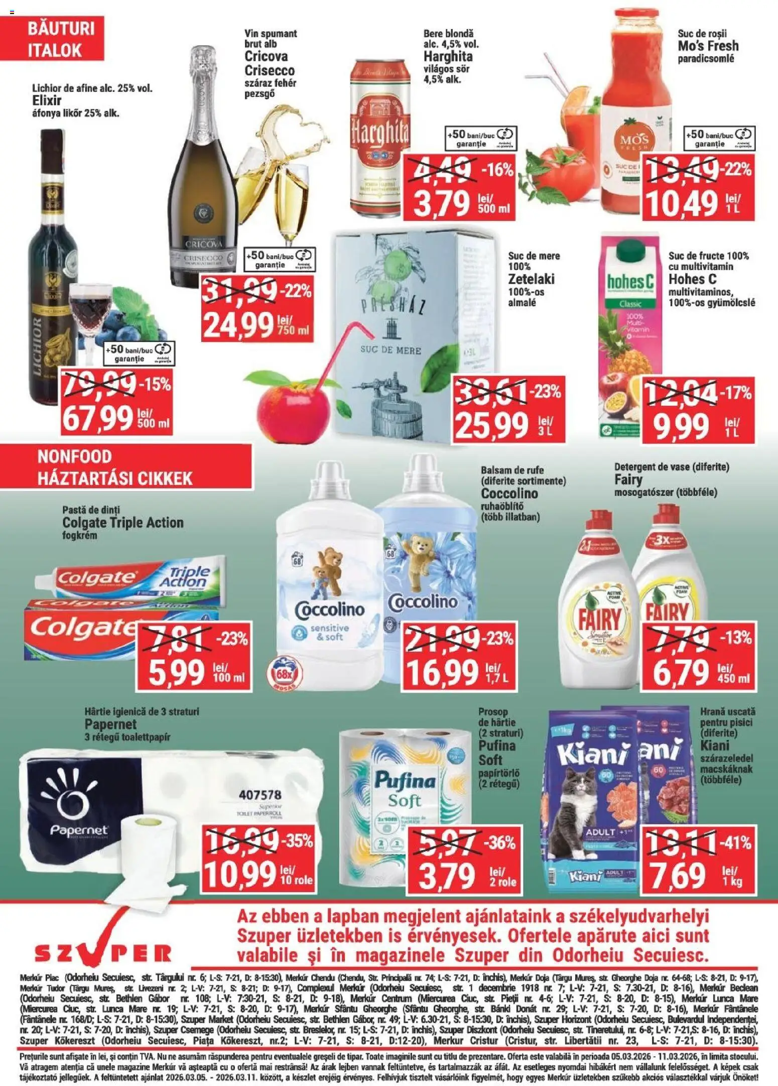Noul catalog Merkur – valabil de la 05.03.2026 | Pagină: 4 | Produse: Afine, Detergent de vase, Lichior, Balsam de rufe