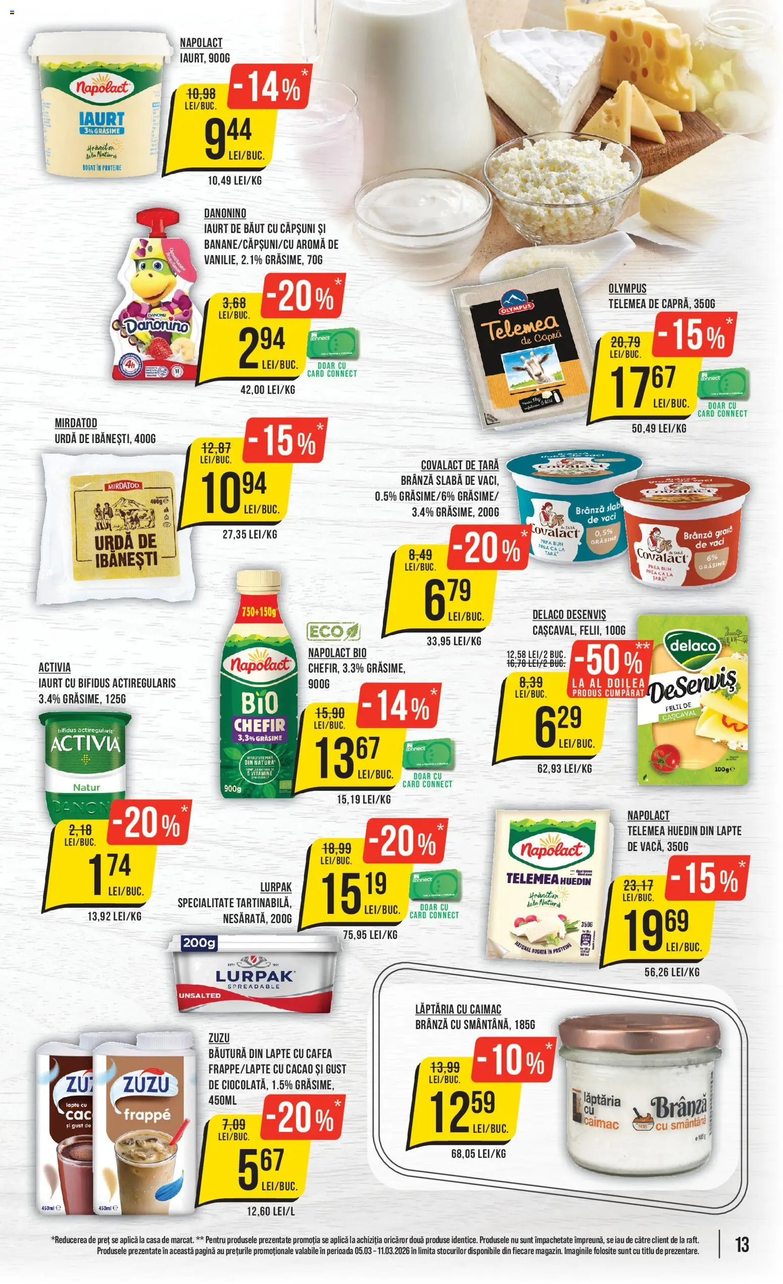 Noul catalog Mega Image – valabil de la 05.03.2026 | Pagină: 13 | Produse: Masaüstü kılıfı, Cașcaval, Cafea, Cacao