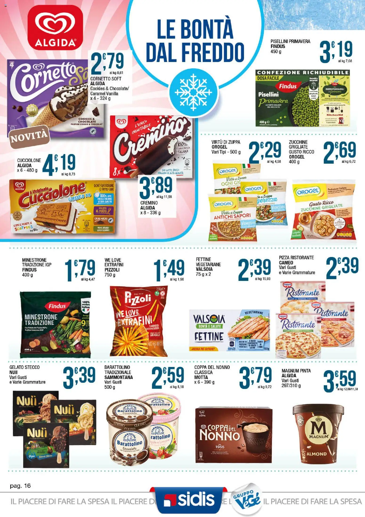 Volantino Sidis del 07.04.2026 | Pagina: 16 | Prodotti: Minestrone, Pizza, Panna, Limone