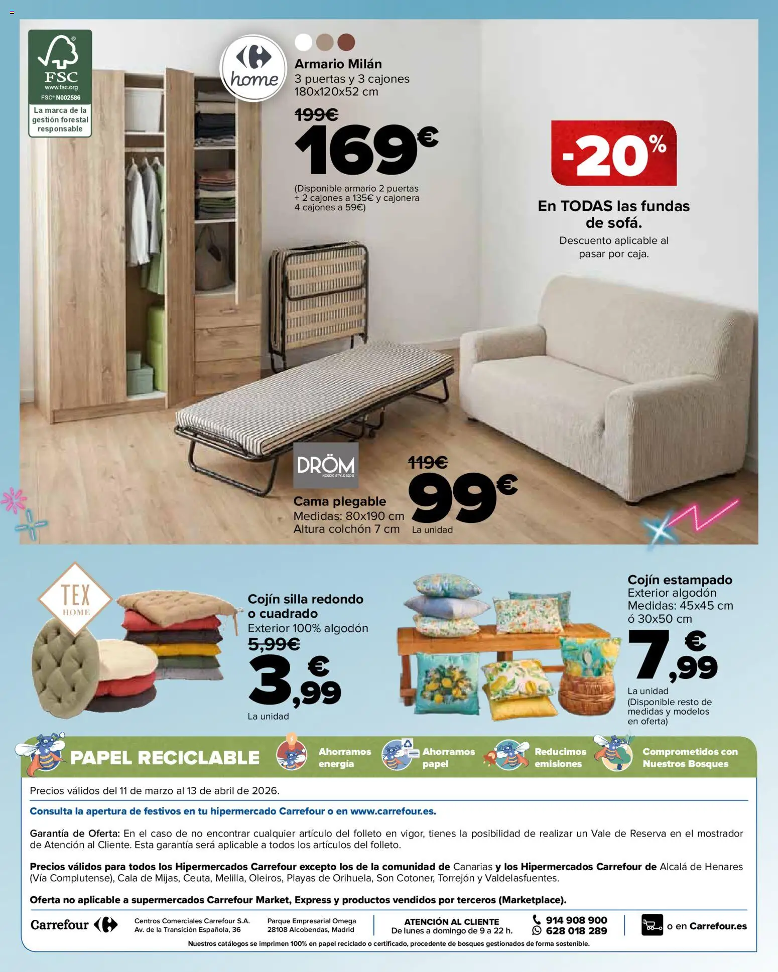 Carrefour Semana santa │ válido desde el 11.03.2026 | Página: 33 | Productos: Colchon, Cama, Cojín, Silla