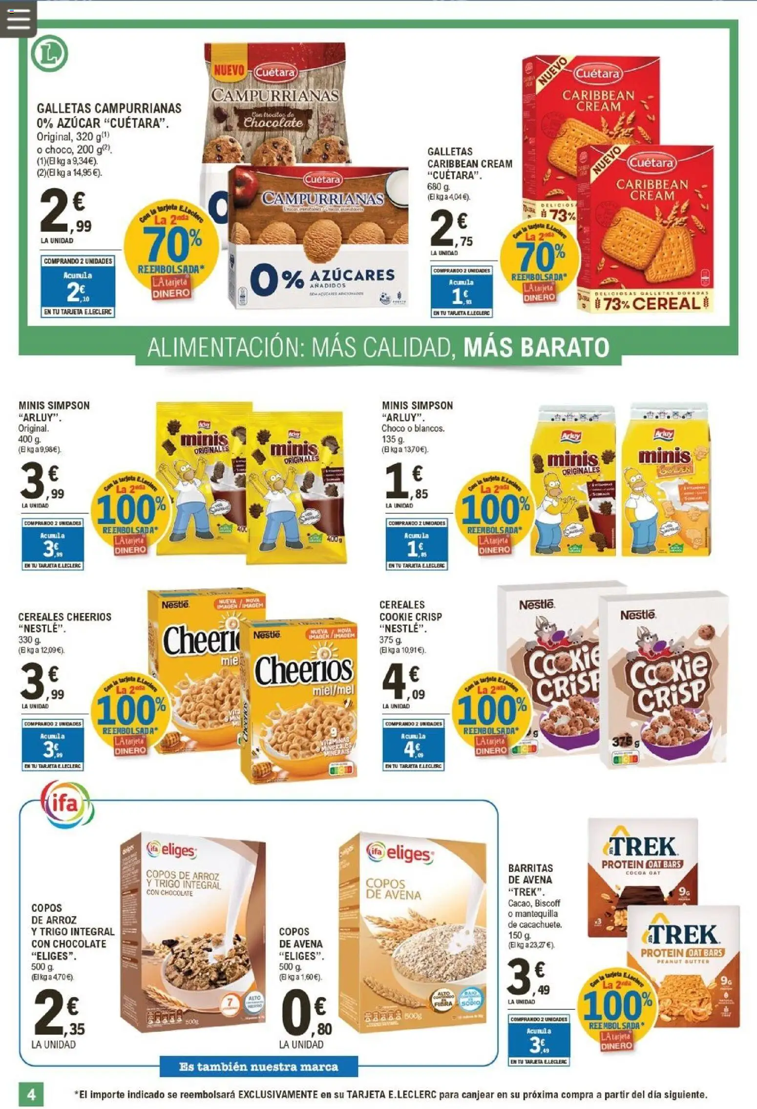 E.Leclerc folleto │ válido desde el 11.03.2026 | Página: 4 | Productos: Chocolate, Arroz, Cereales, Copos