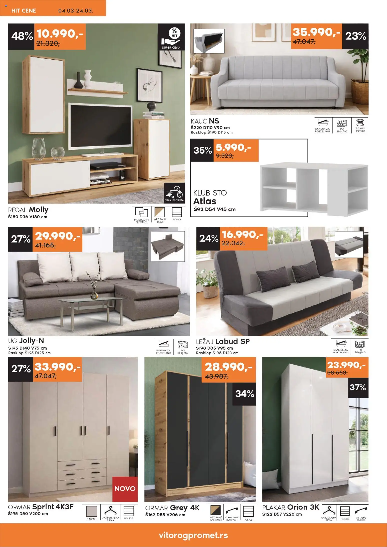 Vitorog katalog - važi od 04.03.2026 | Strana: 10 | Proizvode: Kauč, Sto, Ormar