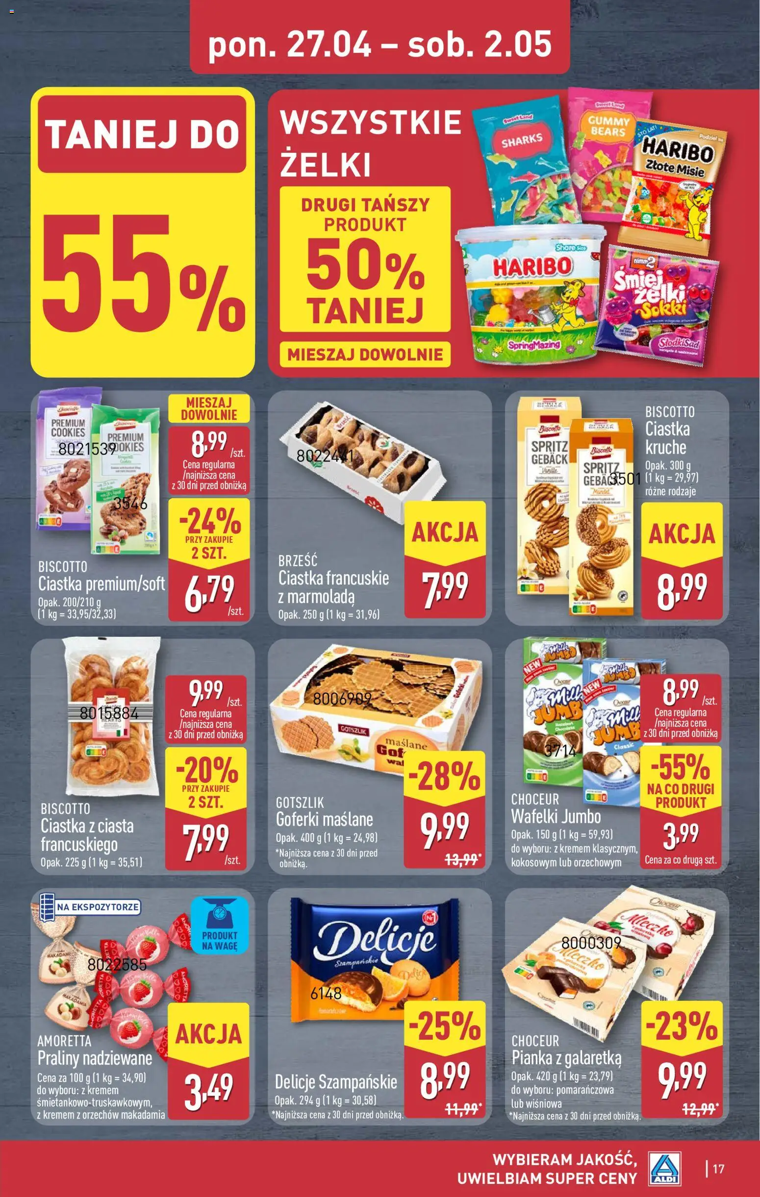 Aldi Polsko leták od 27.04.2026 | Strana: 17 | Produkty: Haribo, Cookies, Spritz
