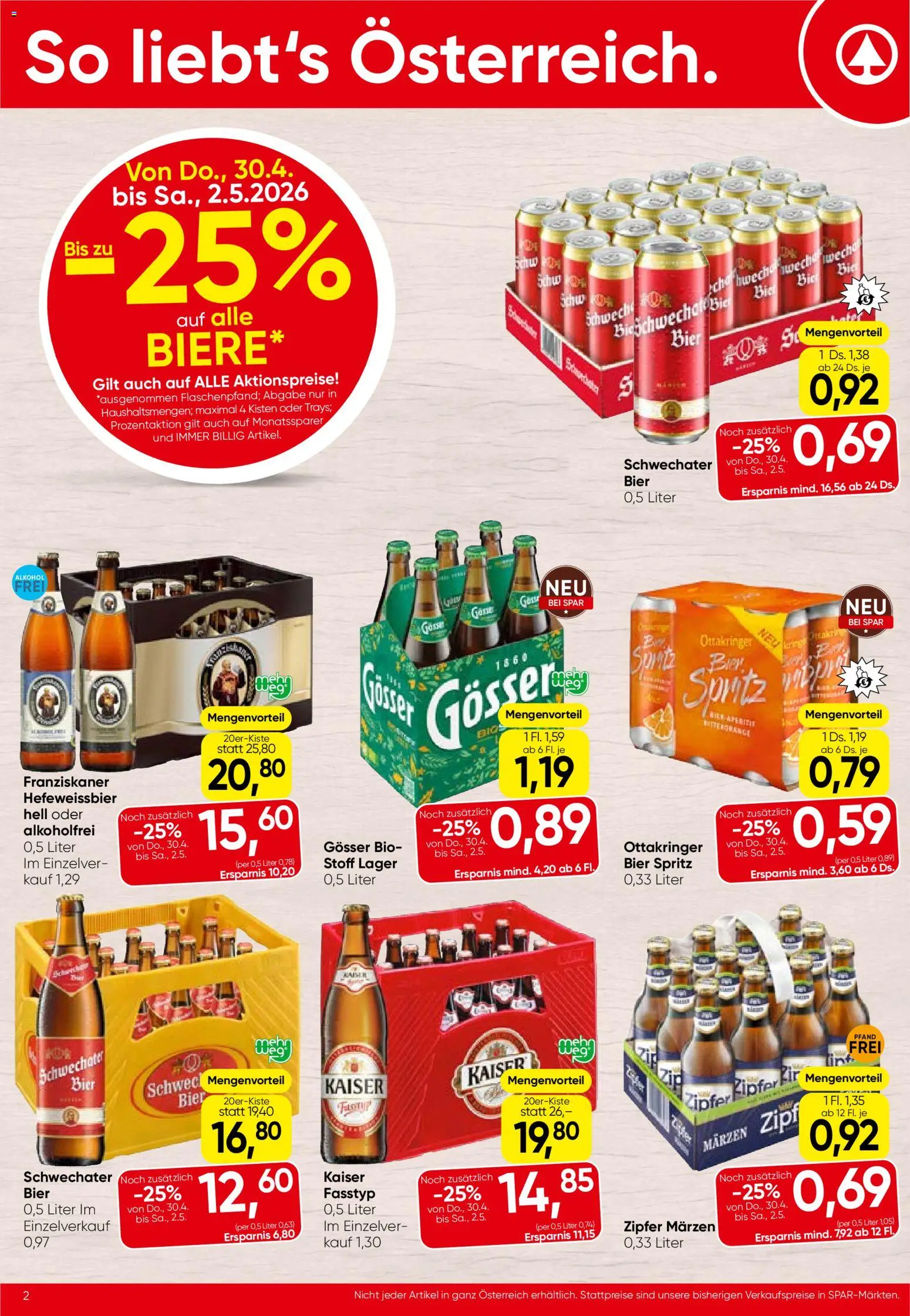 Spar Flugblatt - Tirol gültig ab 30.04.2026 | Seite: 2 | Produkte: Bier