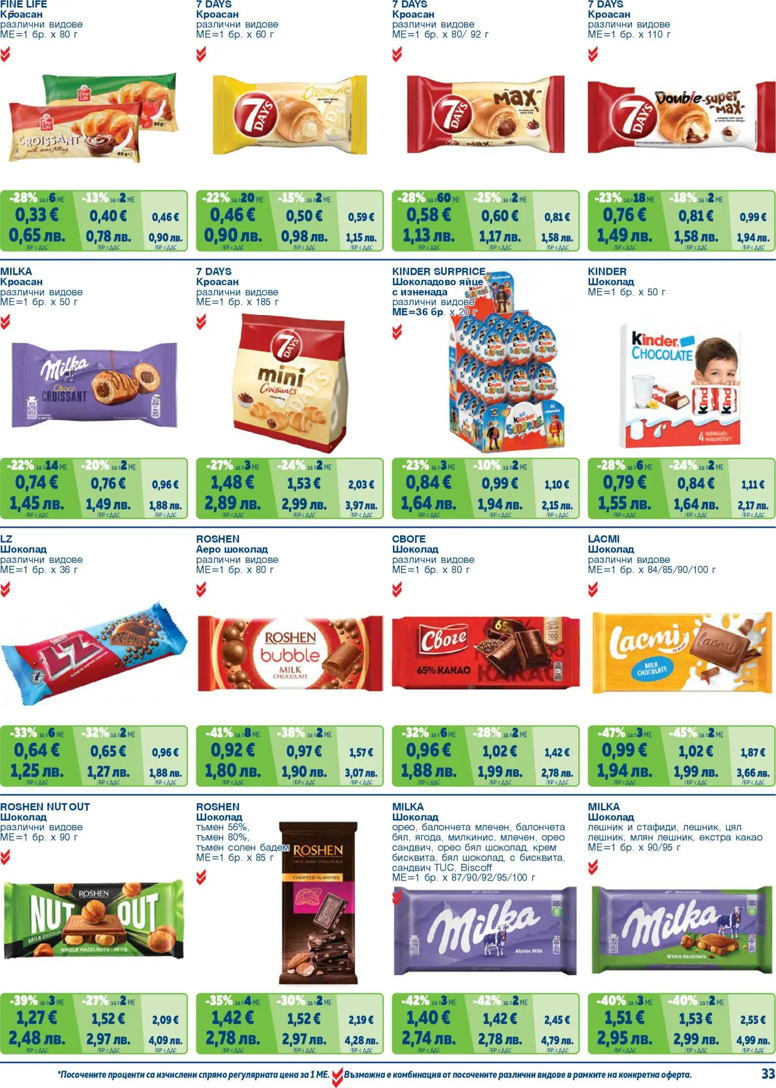 {H1} | Страница: 33 | Продукти: Крем, Шоколад, Кроасан, Siège bébé