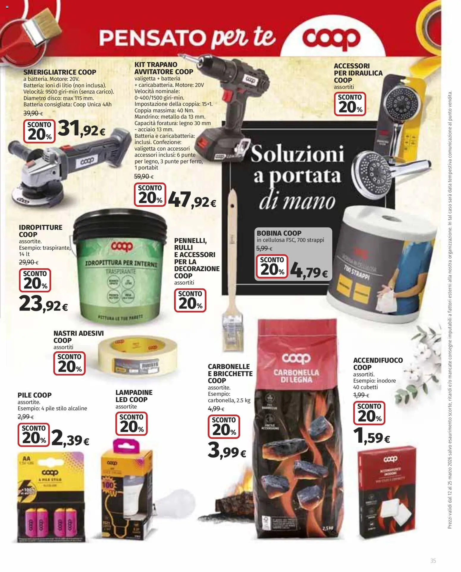 Volantino Ipercoop del 12.03.2026 | Pagina: 35 | Prodotti: Tè, Pittura, Smerigliatrice, Batteria