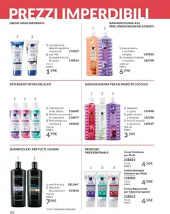 Anteprima del volantino Avon catalogo - campagna 5/2026 valido a partire dal 01.05.2026 | Pagina: 182 | Prodotti: Shampoo, Bagnoschiuma, Scrub, Burro