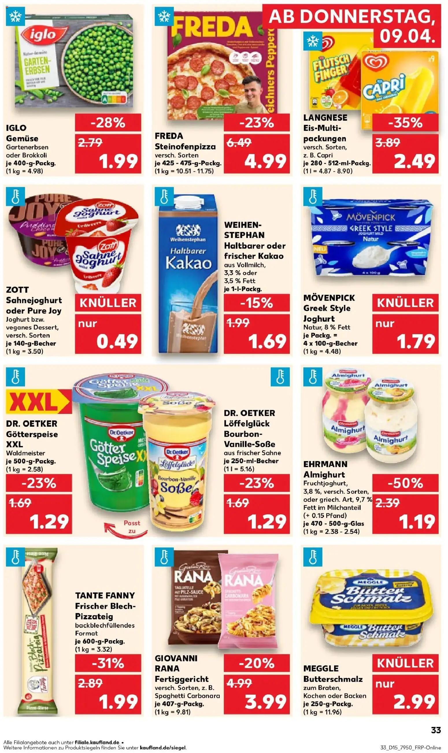 Kaufland Prospekt Leer (Ostfriesland)	 – gültig ab 08.04.2026 | Seite: 33 | Produkte: Langnese, Butter, Gemüse, Soße