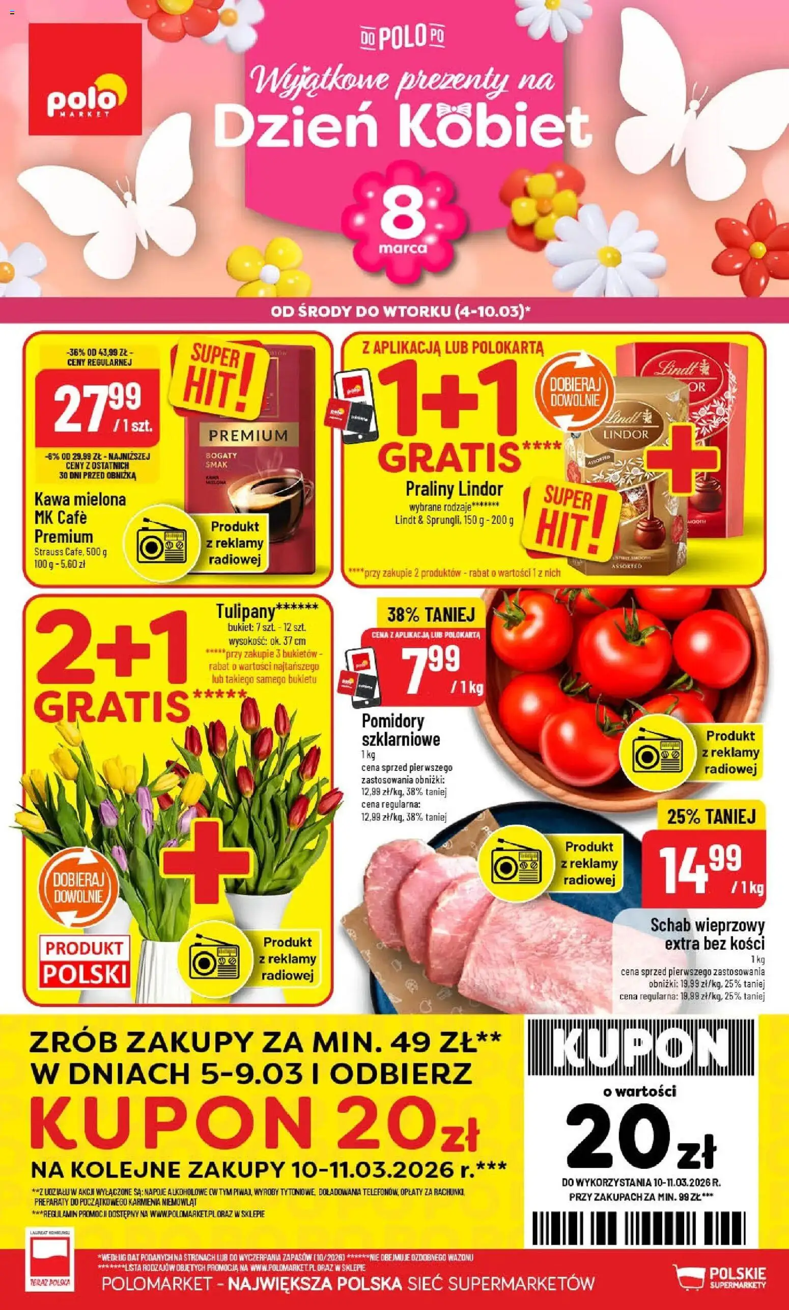 POLOmarket gazetka od 04.03.2026 | Strona: 1 | Produkty: Schab wieprzowy, Napoje, Kawa, Pomidory