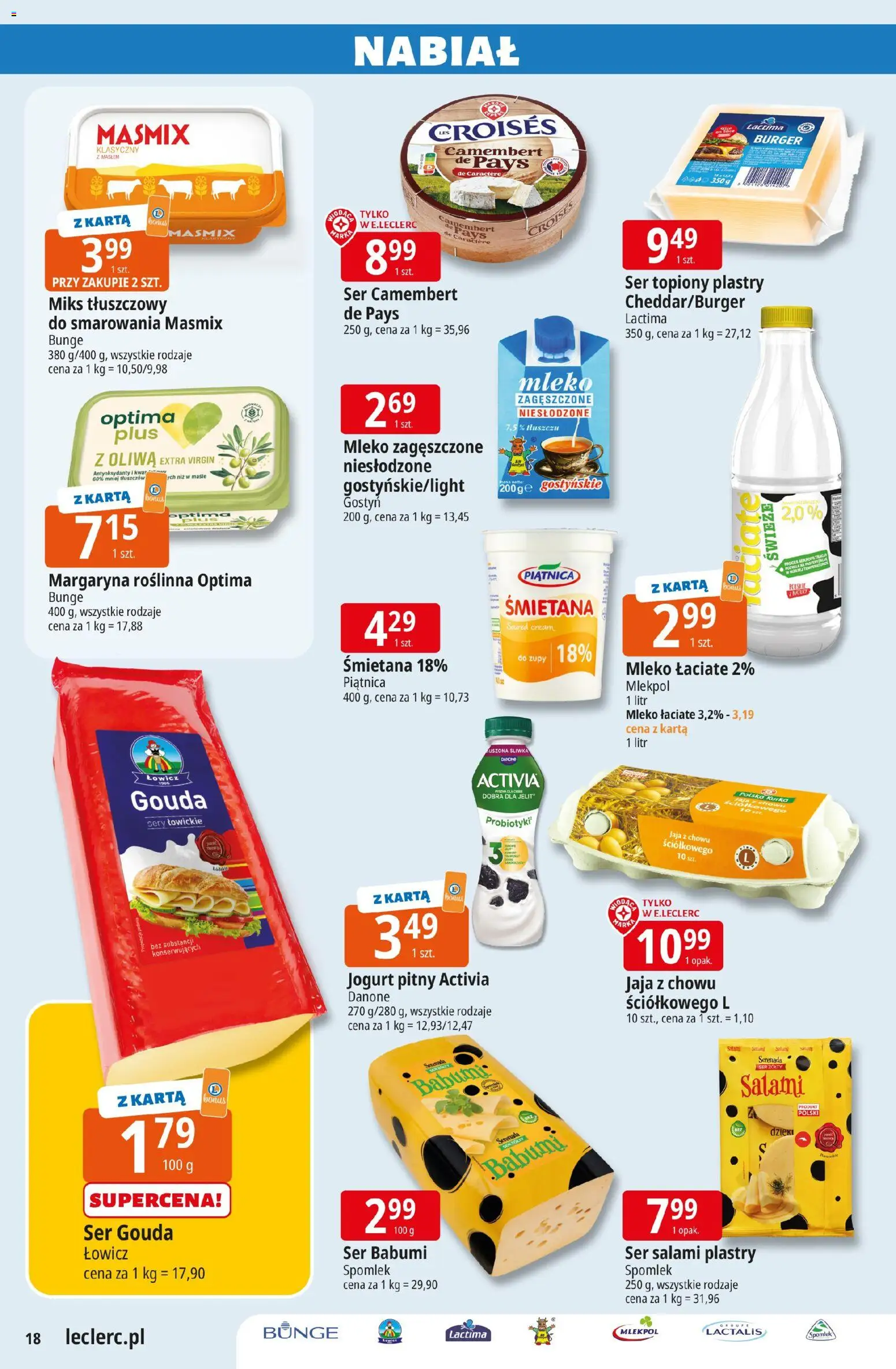 E.Leclerc gazetka - Zielona Góra od 10.03.2026 | Strona: 18 | Produkty: Jogurt pitny, Camembert, Jogurt, Ser gouda