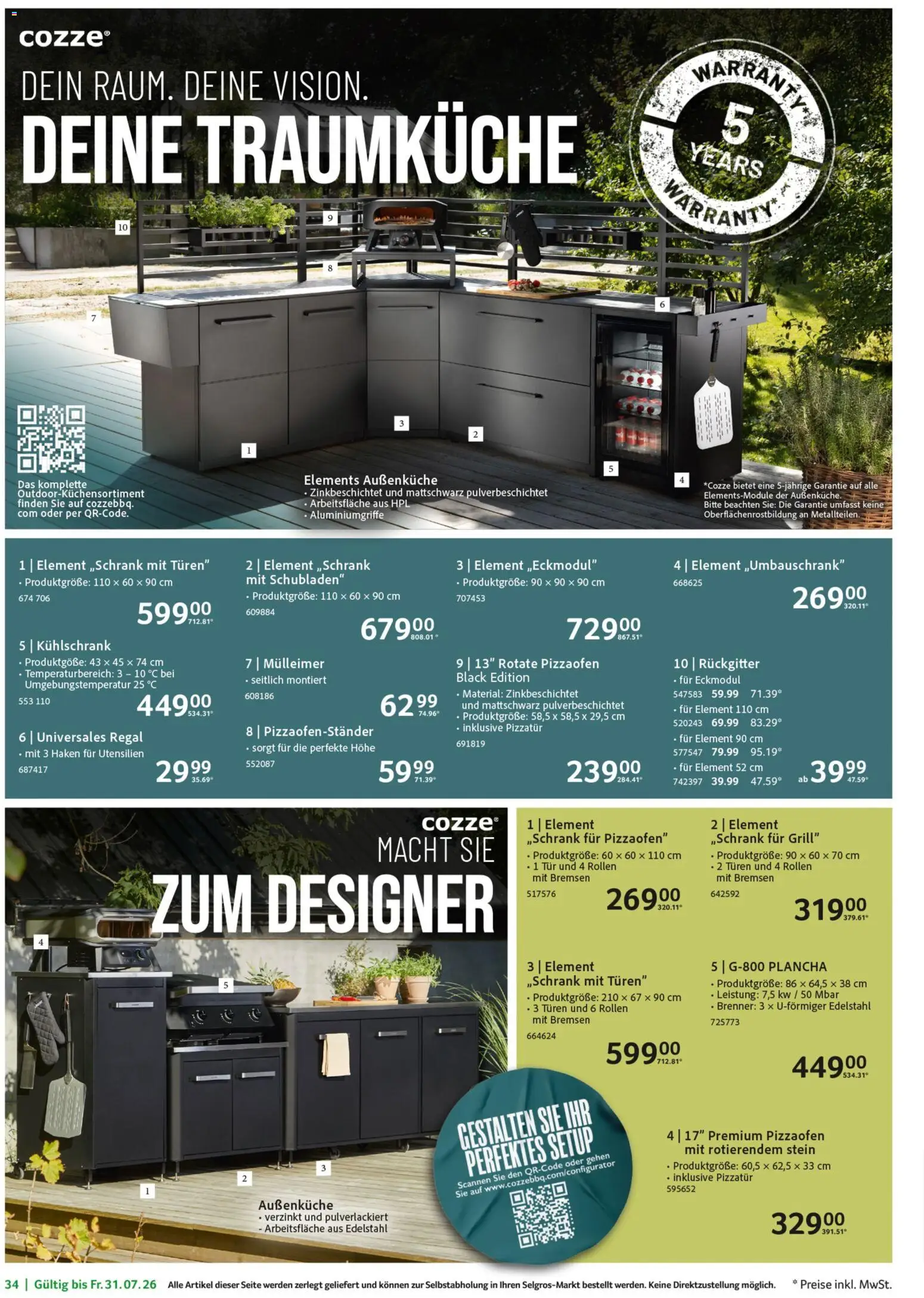 Selgros Garten Exklusiv – gültig ab 19.03.2026 | Seite: 34 | Produkte: Grill, Regal, Tür, Kühlschrank