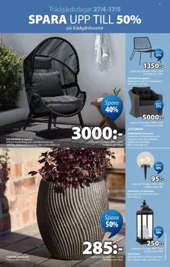 JYSK erbjudanden - Förhandsvisning av reklamblad från butik JYSK aktuell från 27.04.2026 | Sida: 3 | Produkter: Lykta, Dynor, Loungestol, Blomkruka