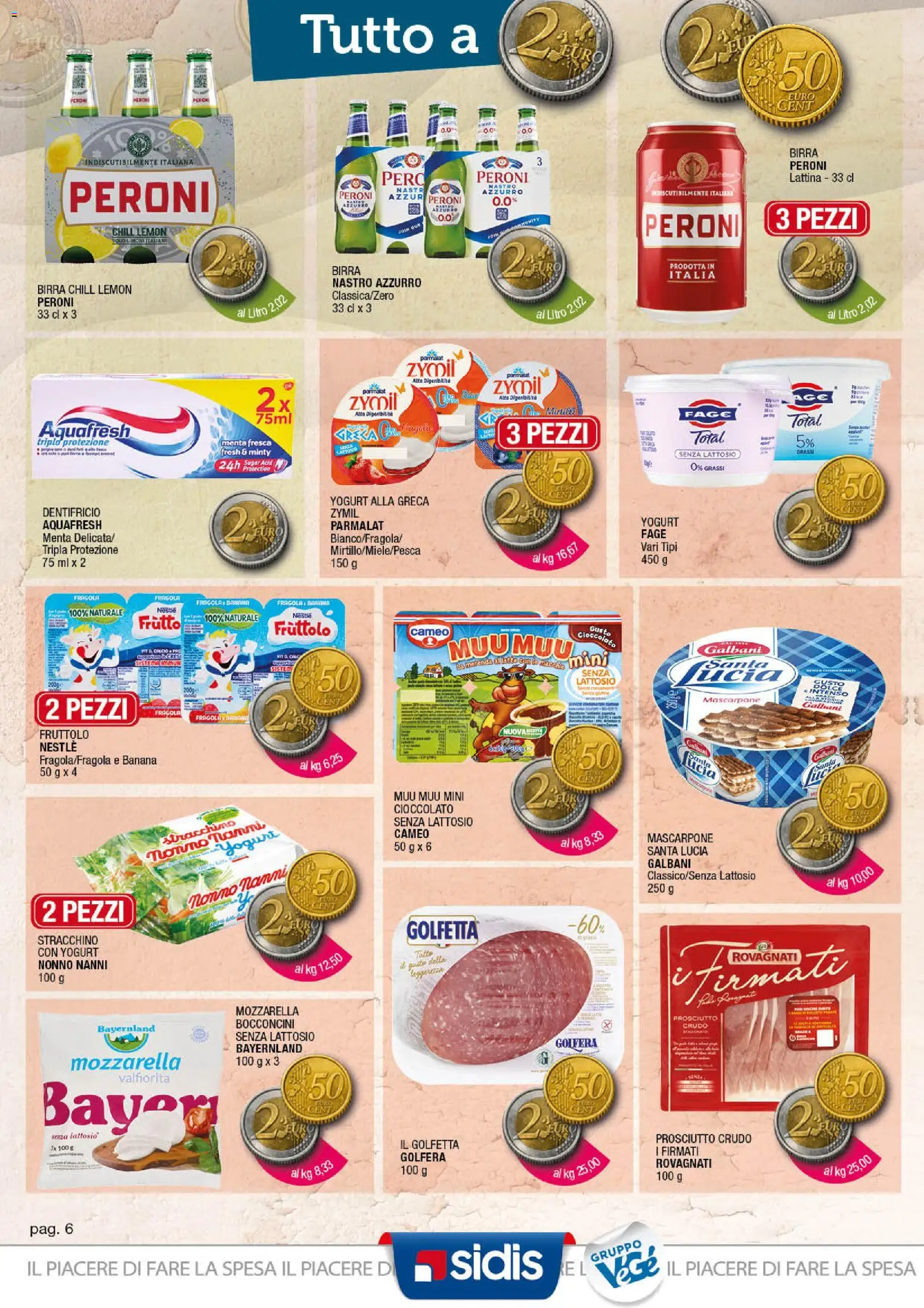 Volantino Sidis del 07.04.2026 | Pagina: 6 | Prodotti: Mozzarella, Latte, Prosciutto, Menta