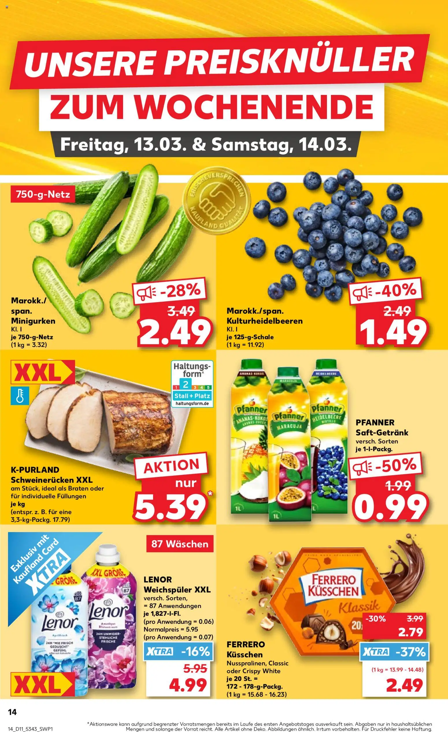 Kaufland Německo leták od 12.03.2026 | Strana: 14 | Produkty: Maracuja, Lenor, Kokos
