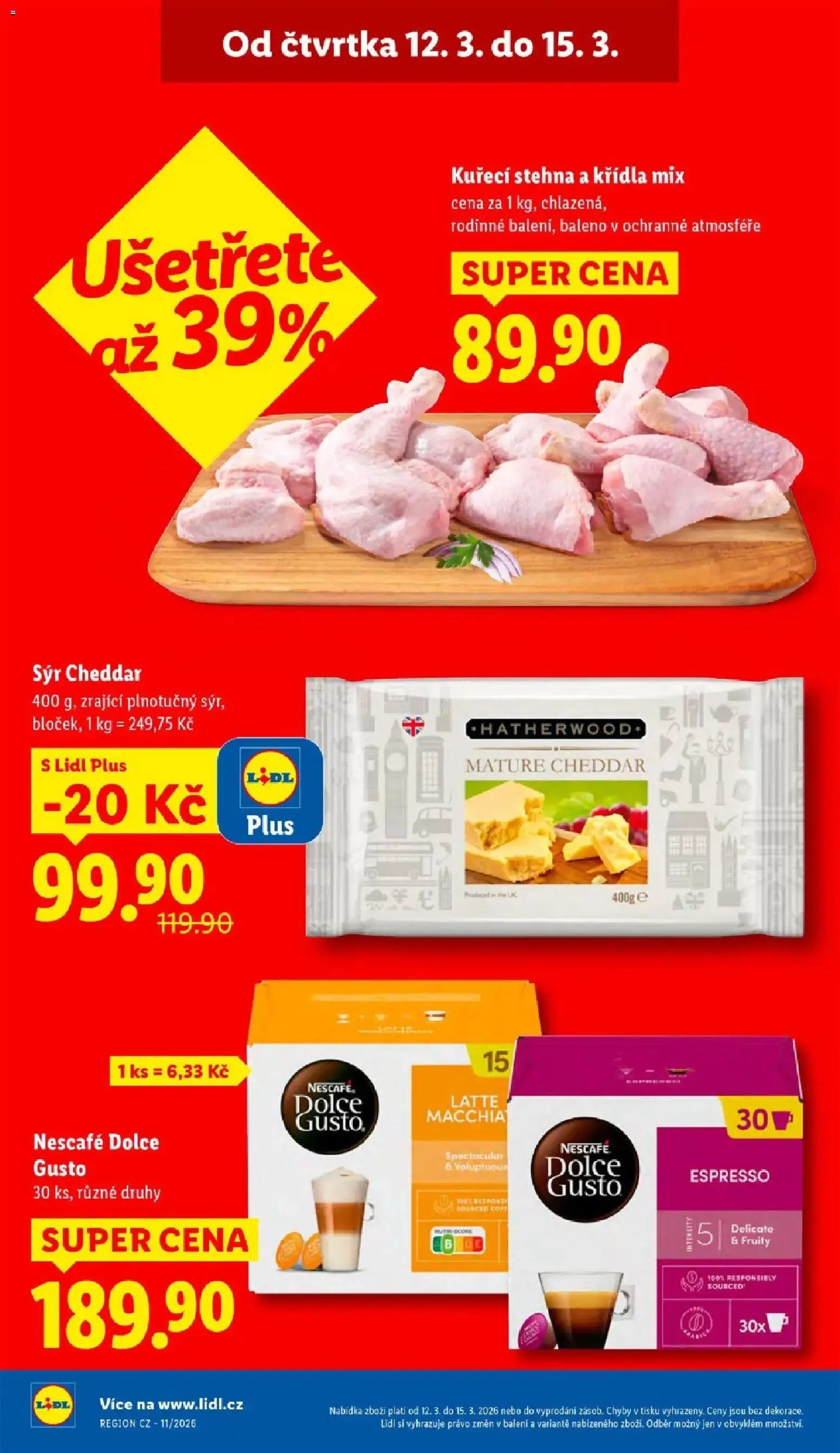 Lidl aktuální leták od 12.03.2026 | Strana: 2 | Produkty: Nescafé Dolce Gusto, Sýr, Nescafé, Kuřecí stehna