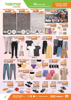 30.04.2026 tarihinden itibaren geçerli olan Hakmar Express kataloğu önizlemesi | Sayfa: 2 | Ürünler: Şort, Çorap, Sandalet, Terlik