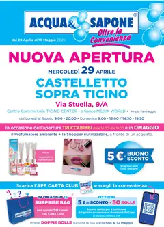 Anteprima del volantino Acqua e Sapone volantino Castelletto Sopra Ticino valido a partire dal 29.04.2026