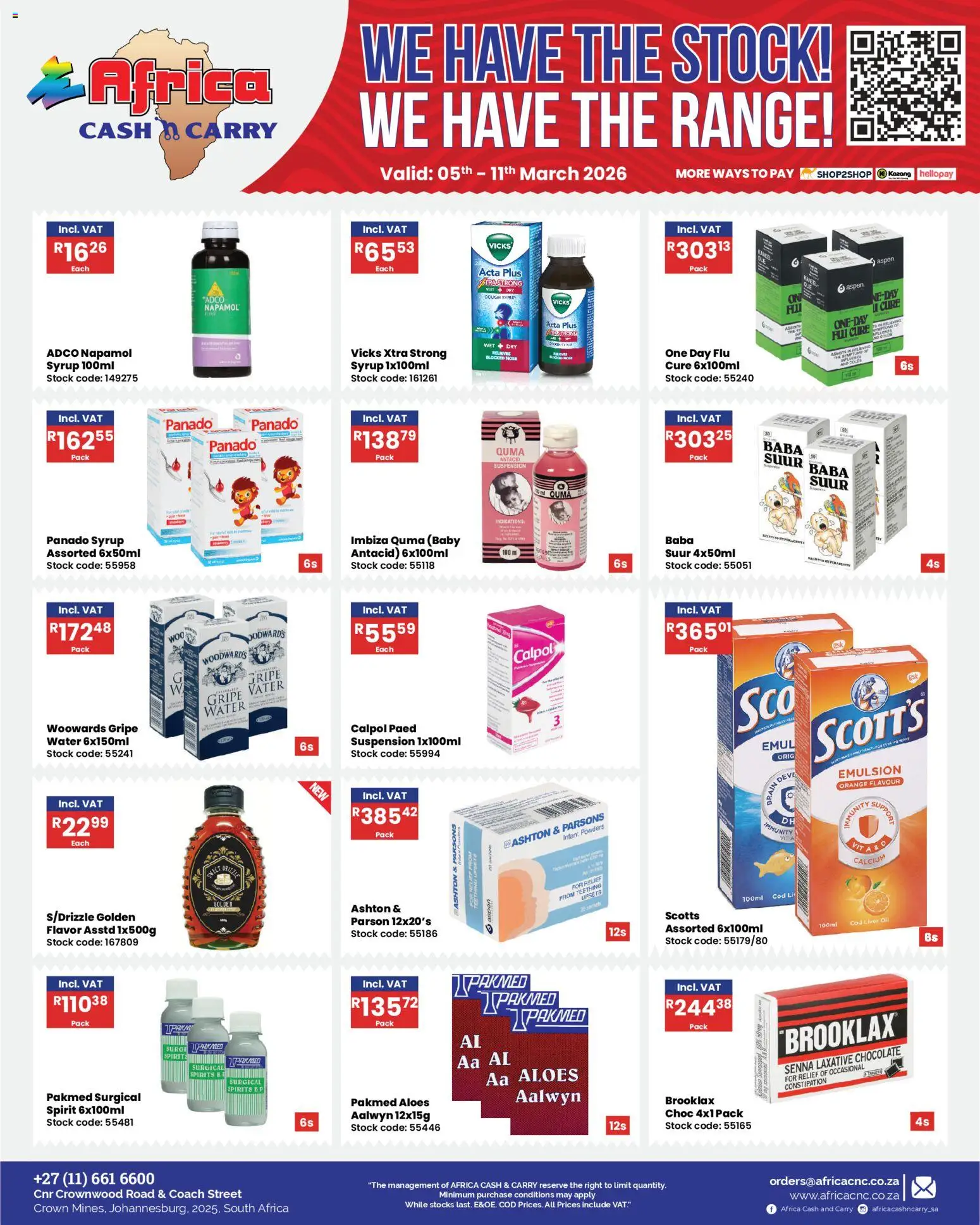New Africa Cash & Carry catalogue – valid from 05.03.2026 | Page: 9 | Products: Drone, Oil, Syrup, Water