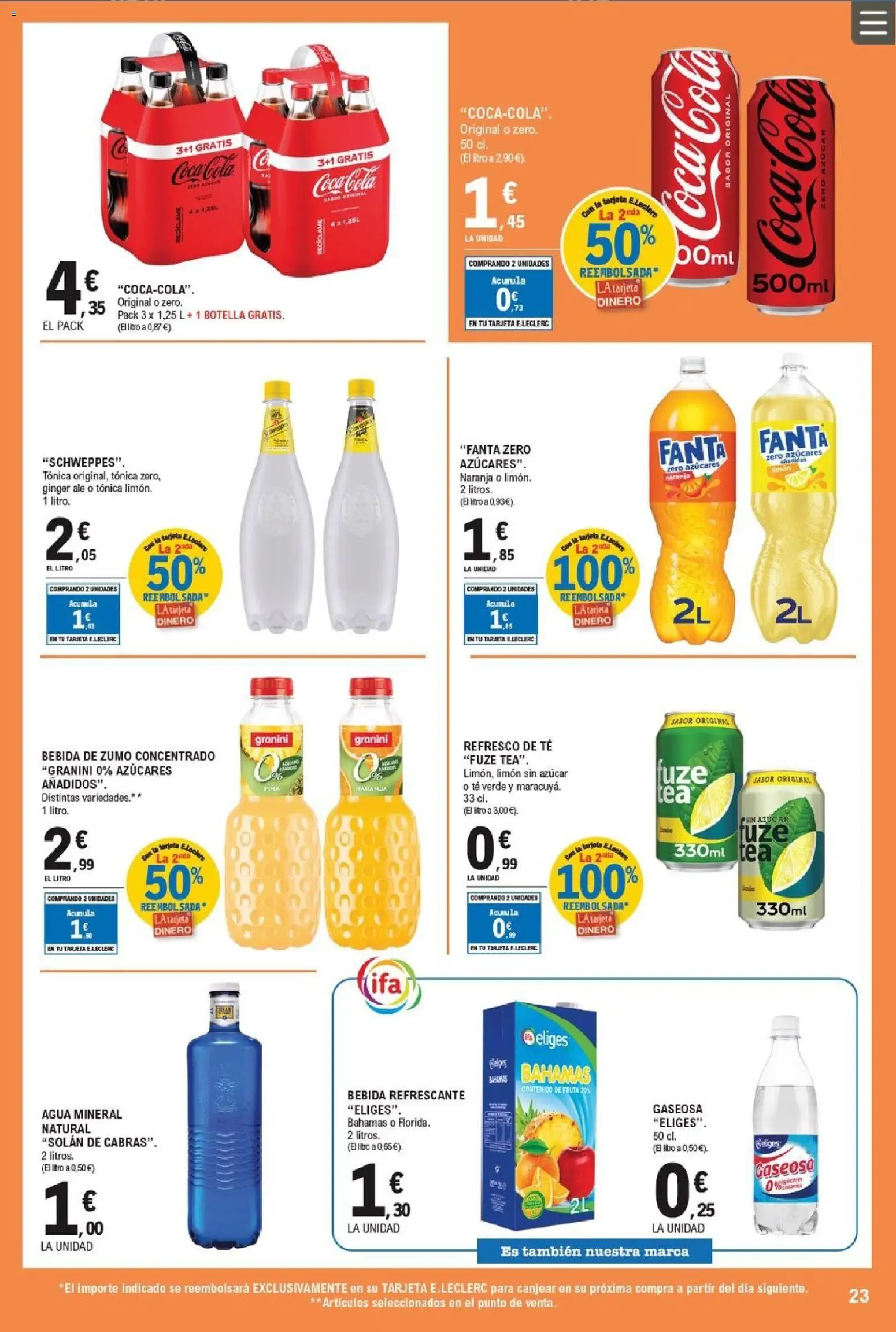 E.Leclerc folleto │ válido desde el 11.03.2026 | Página: 23 | Productos: Ροζ πιπέρι, Té, Agua mineral, Gaseosa