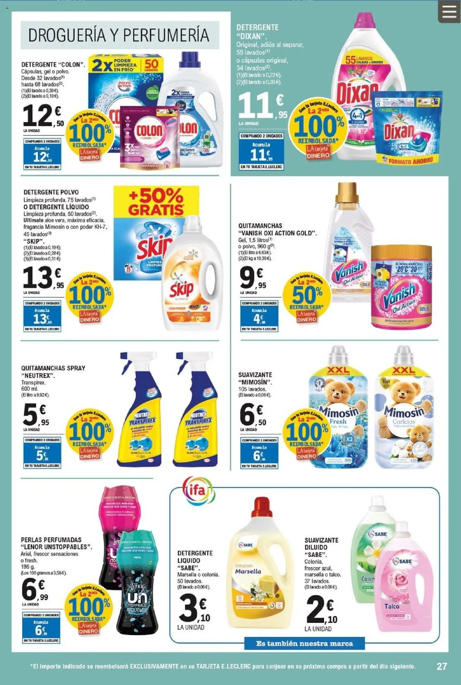 E.Leclerc folleto │ válido desde el 11.03.2026 | Página: 27 | Productos: Polvo, Detergente, Tableta, Suavizante