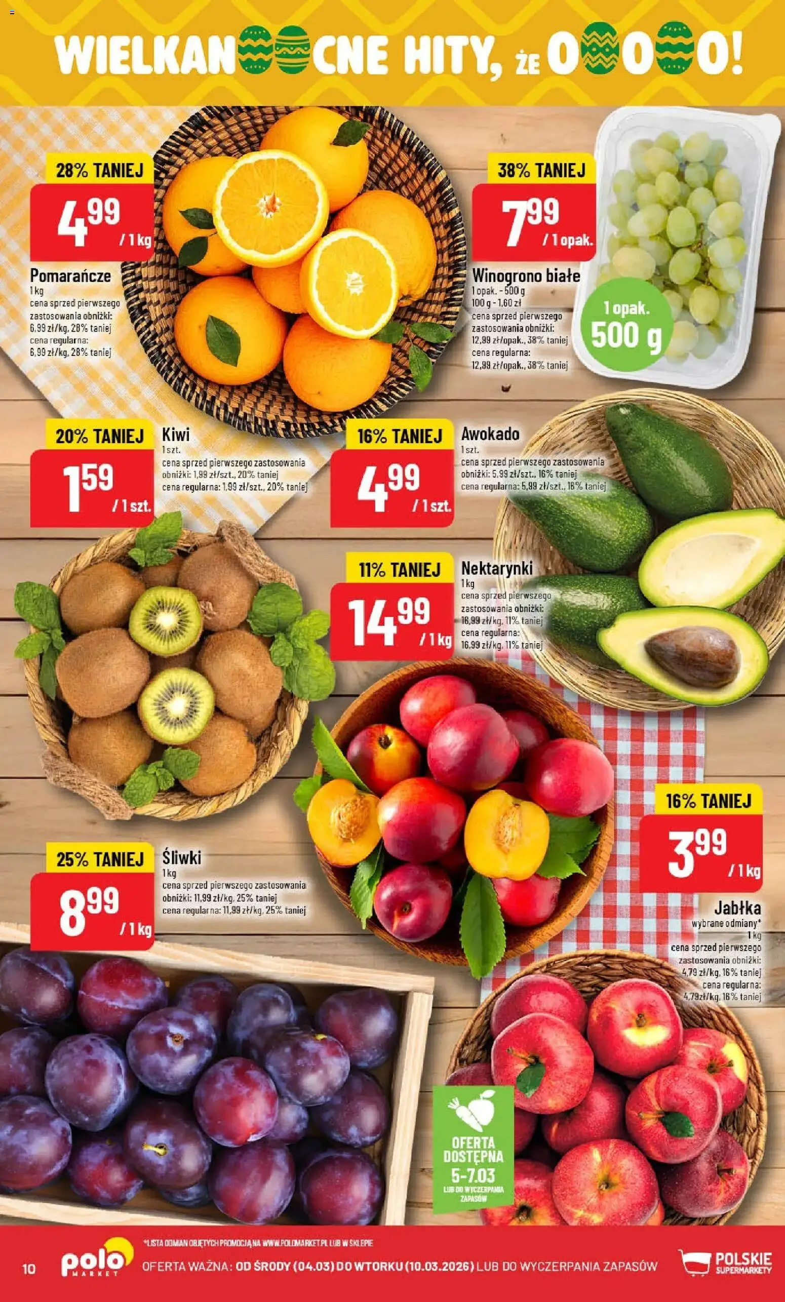 POLOmarket gazetka od 04.03.2026 | Strona: 10 | Produkty: Winogrono, Śliwki, Kiwi, Awokado
