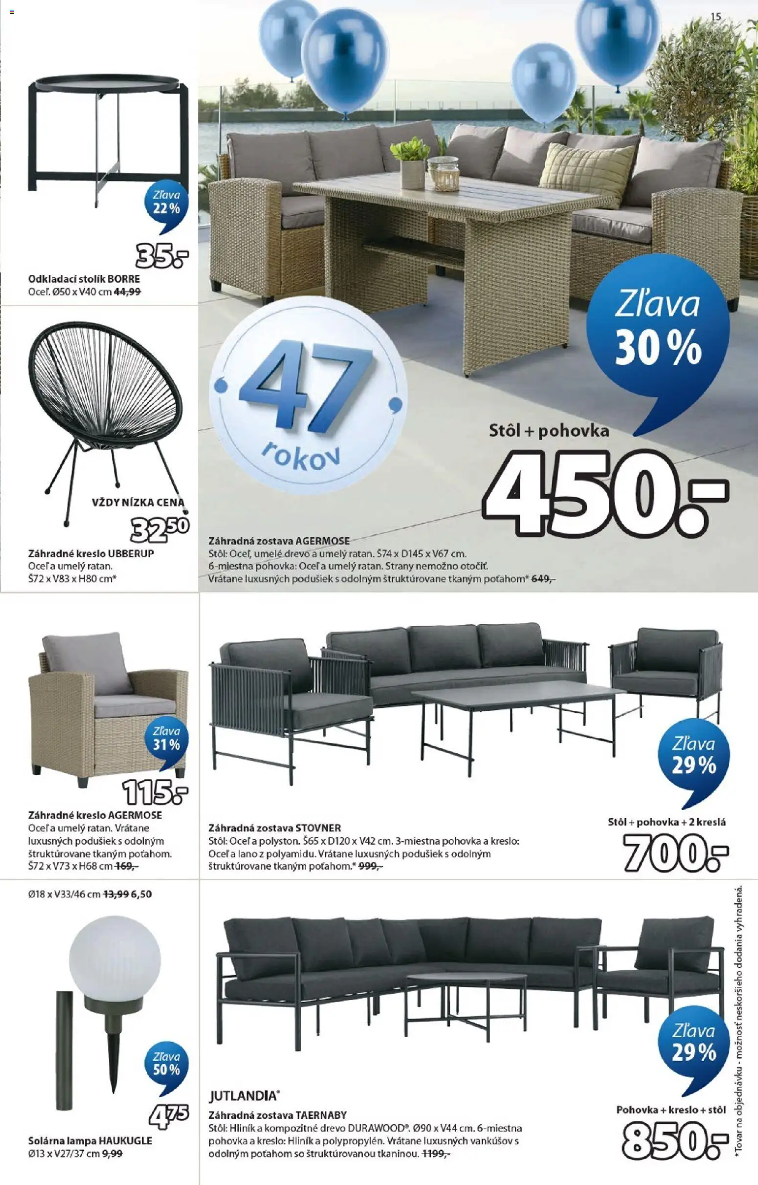 Nové JYSK akcie – leták je platný od 09.03.2026 | Strana: 15 | Produkty: Kreslá, Pohovka, Lampa, Stôl