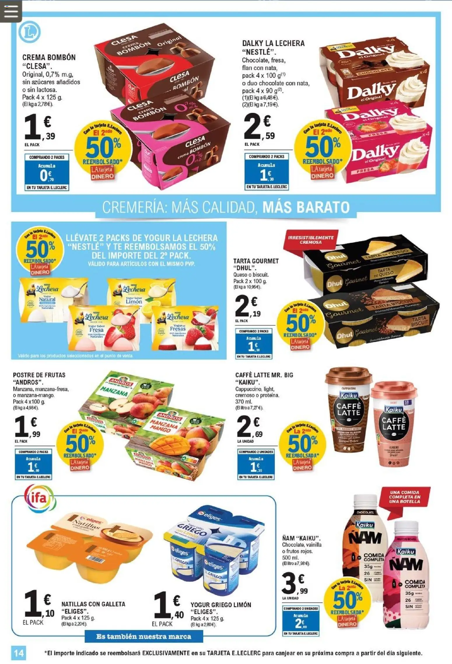 E.Leclerc folleto │ válido desde el 11.03.2026 | Página: 14 | Productos: Yogur, Chocolate, Μαγειρική εστία, Fresas