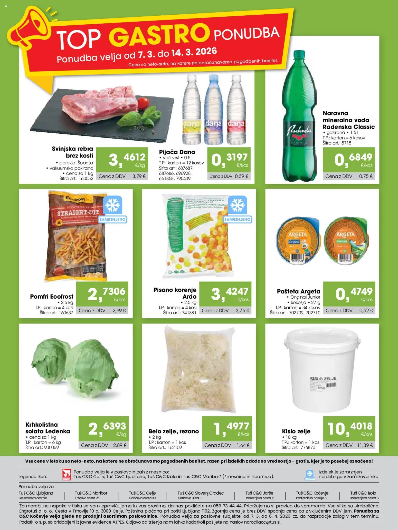 Novi Tuš katalog ponudbe – veljaven od 07.03.2026 | Stran: 24 | Izdelki: Kos, Mineralna voda, Solata, Zelje
