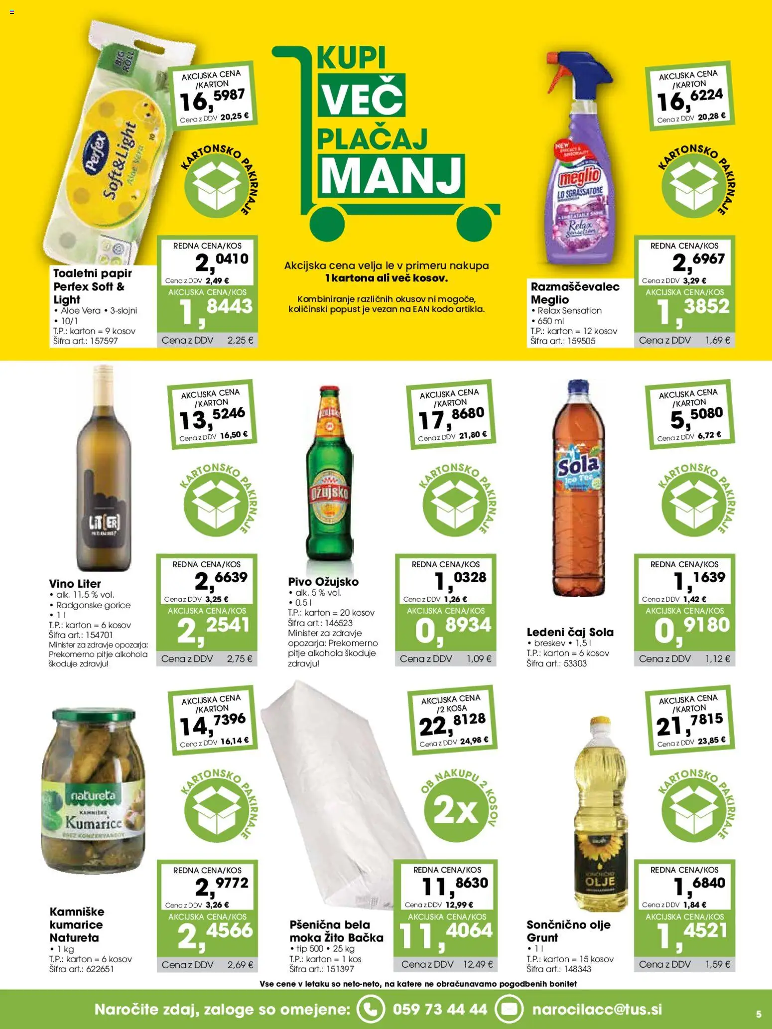 Novi Tuš katalog ponudbe – veljaven od 07.03.2026 | Stran: 5 | Izdelki: Olje, Vino, Pivo, Caj