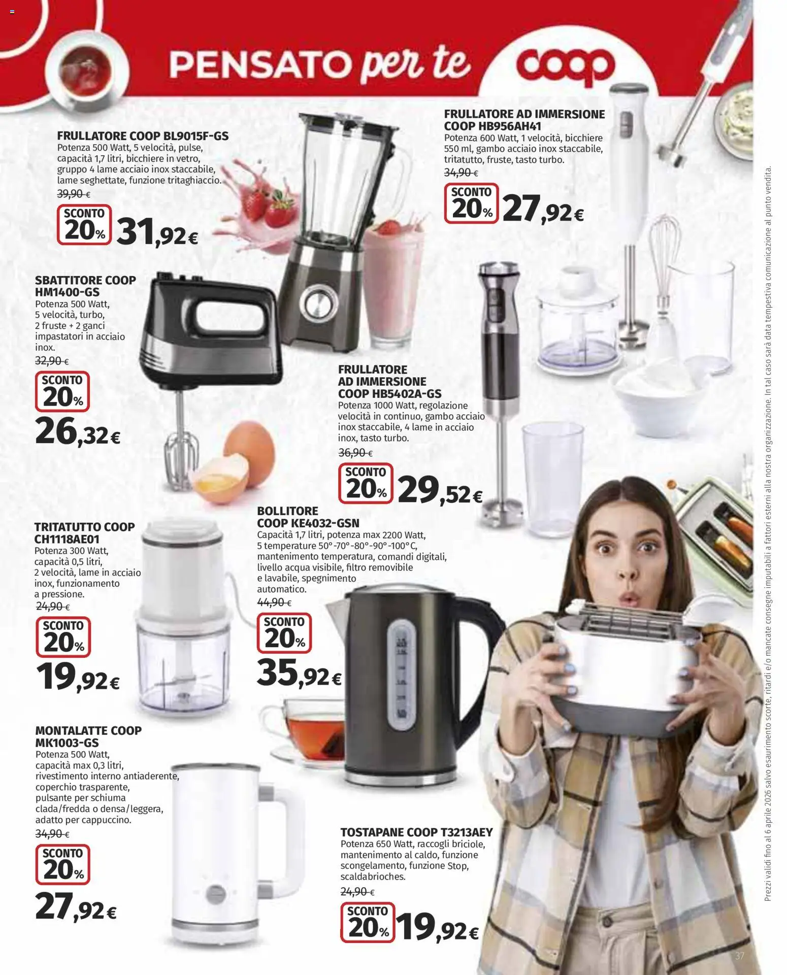 Volantino Ipercoop del 12.03.2026 | Pagina: 37 | Prodotti: Data, Bollitore, Tostapane, Frullatore ad immersione
