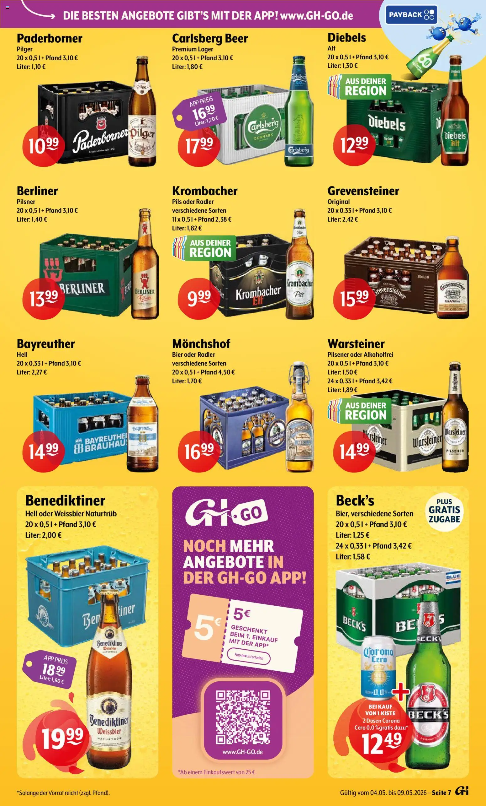 Trink und Spare Prospekt 	 – gültig ab 04.05.2026 | Seite: 7 | Produkte: Monchshof, Carlsberg, Pils, Warsteiner
