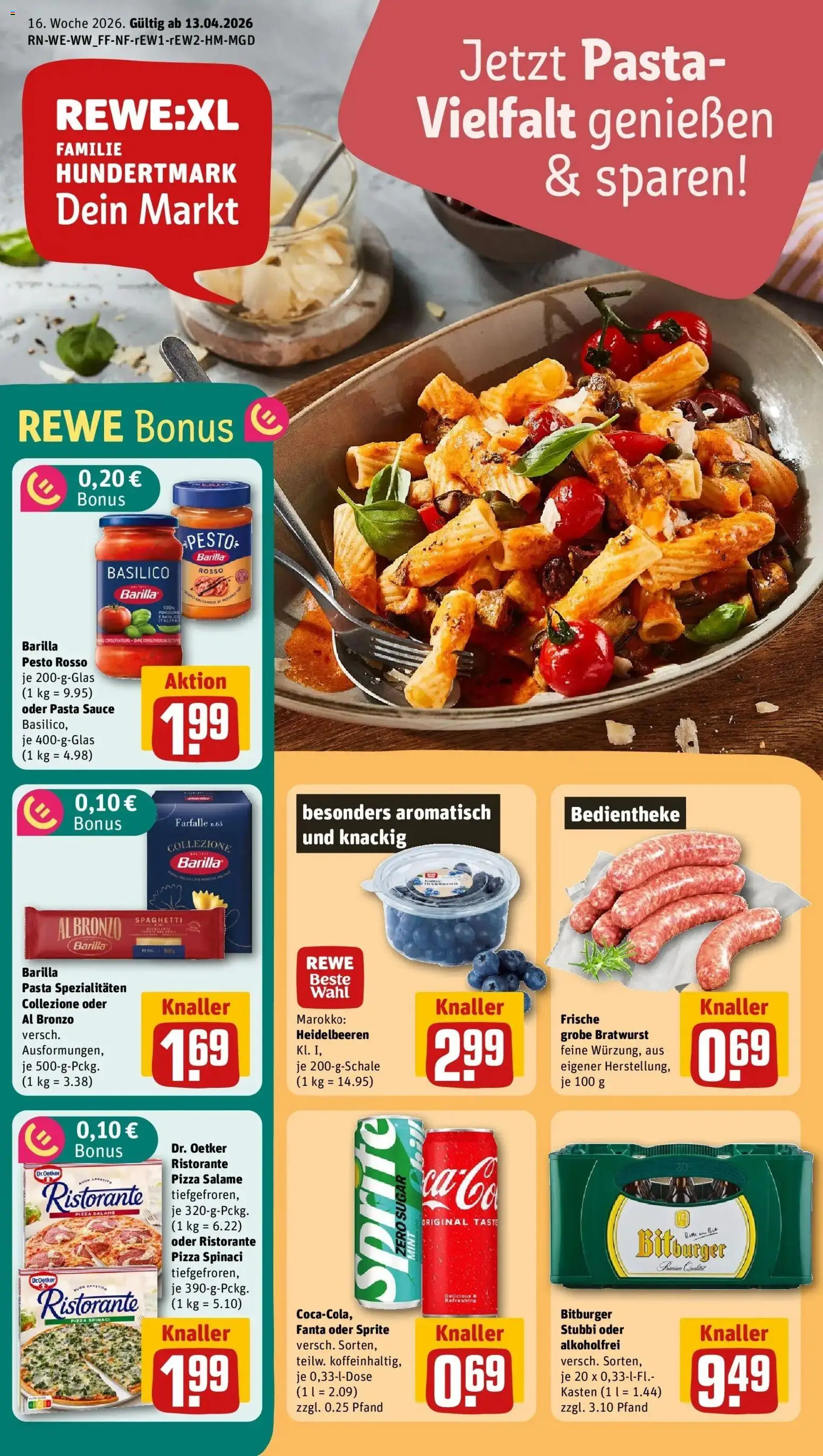 Rewe Prospekt Bad Marienberg	 – gültig ab 12.04.2026 | Seite: 1 | Produkte: Ristorante, Bitburger, Fanta, Barilla pesto